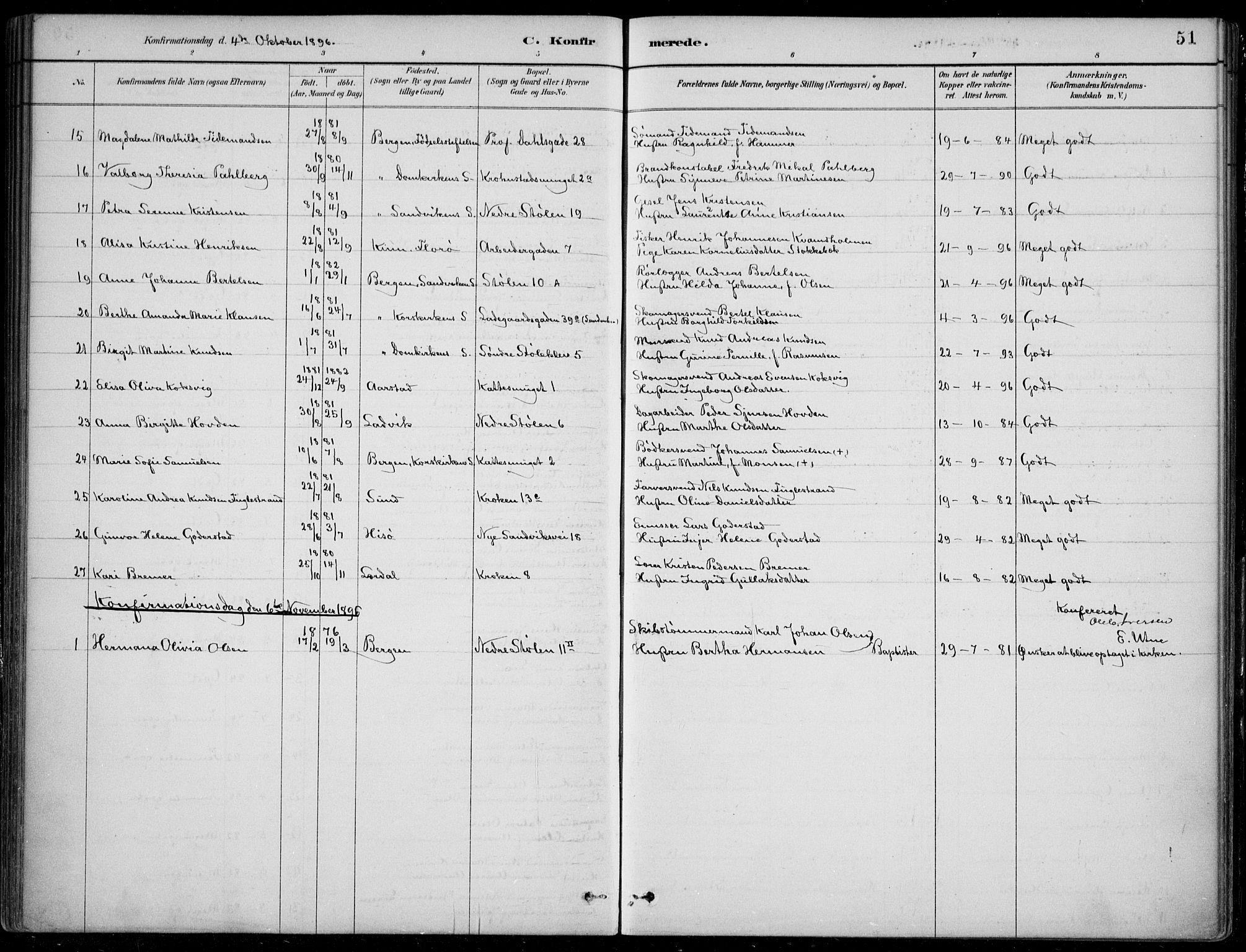 Mariakirken Sokneprestembete, AV/SAB-A-76901/H/Hab/L0008: Parish register (copy) no. A 8, 1889-1908, p. 51