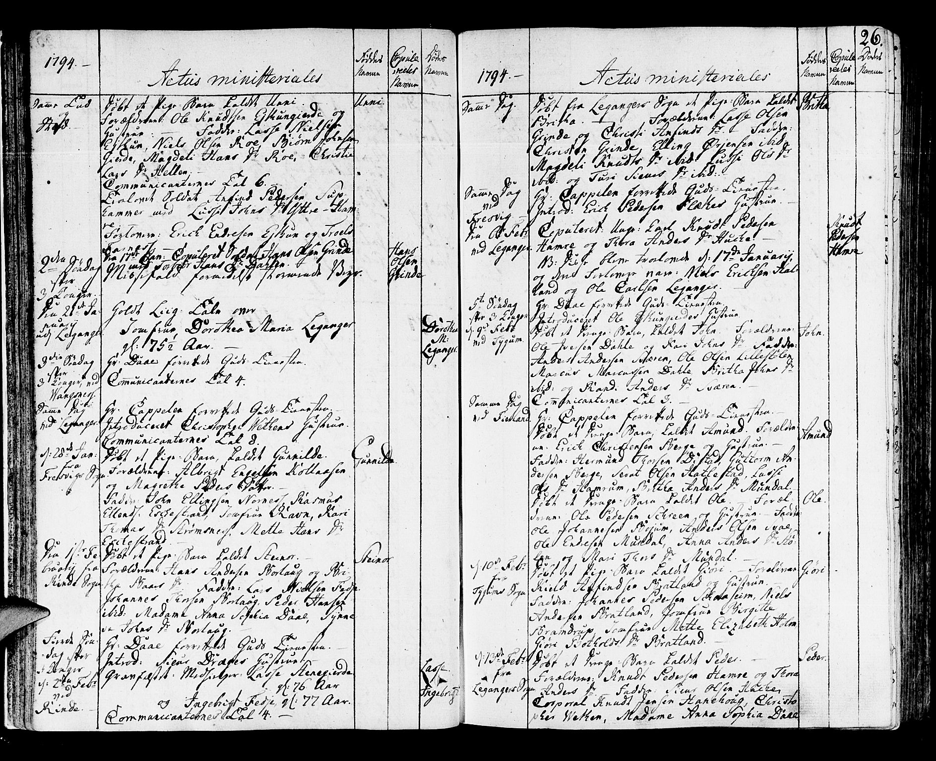 Leikanger sokneprestembete, AV/SAB-A-81001/H/Haa/Haaa/L0005: Parish register (official) no. A 5, 1792-1809, p. 26