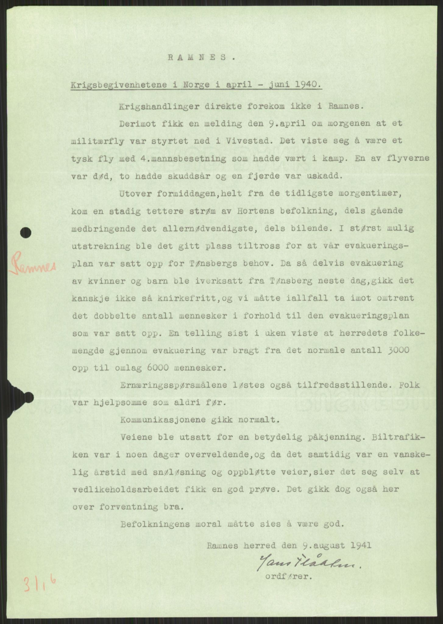 Forsvaret, Forsvarets krigshistoriske avdeling, AV/RA-RAFA-2017/Y/Ya/L0014: II-C-11-31 - Fylkesmenn.  Rapporter om krigsbegivenhetene 1940., 1940, p. 573