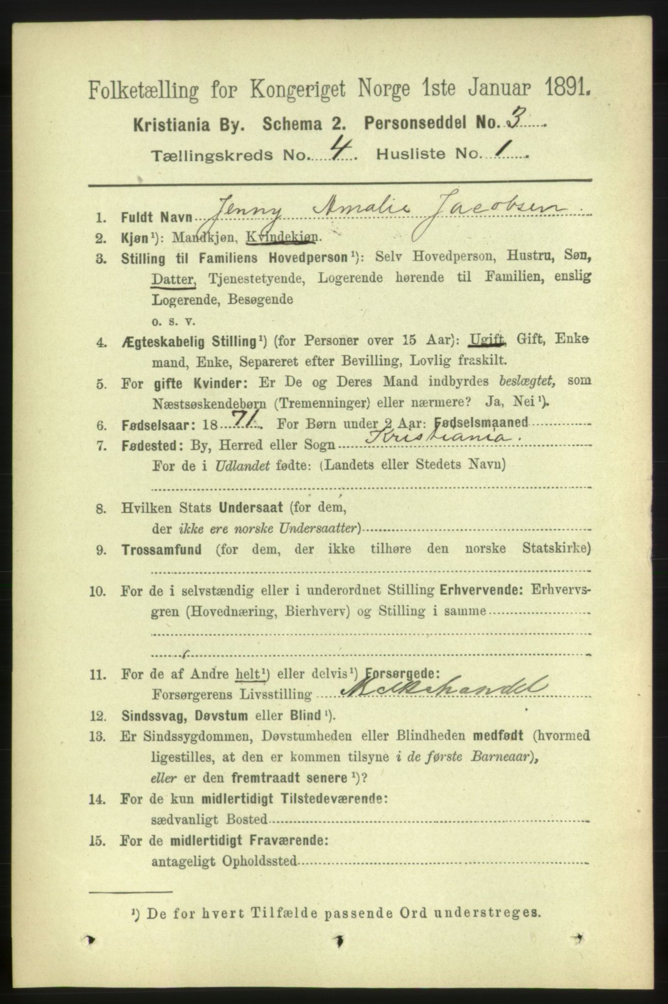 RA, 1891 census for 0301 Kristiania, 1891, p. 2081