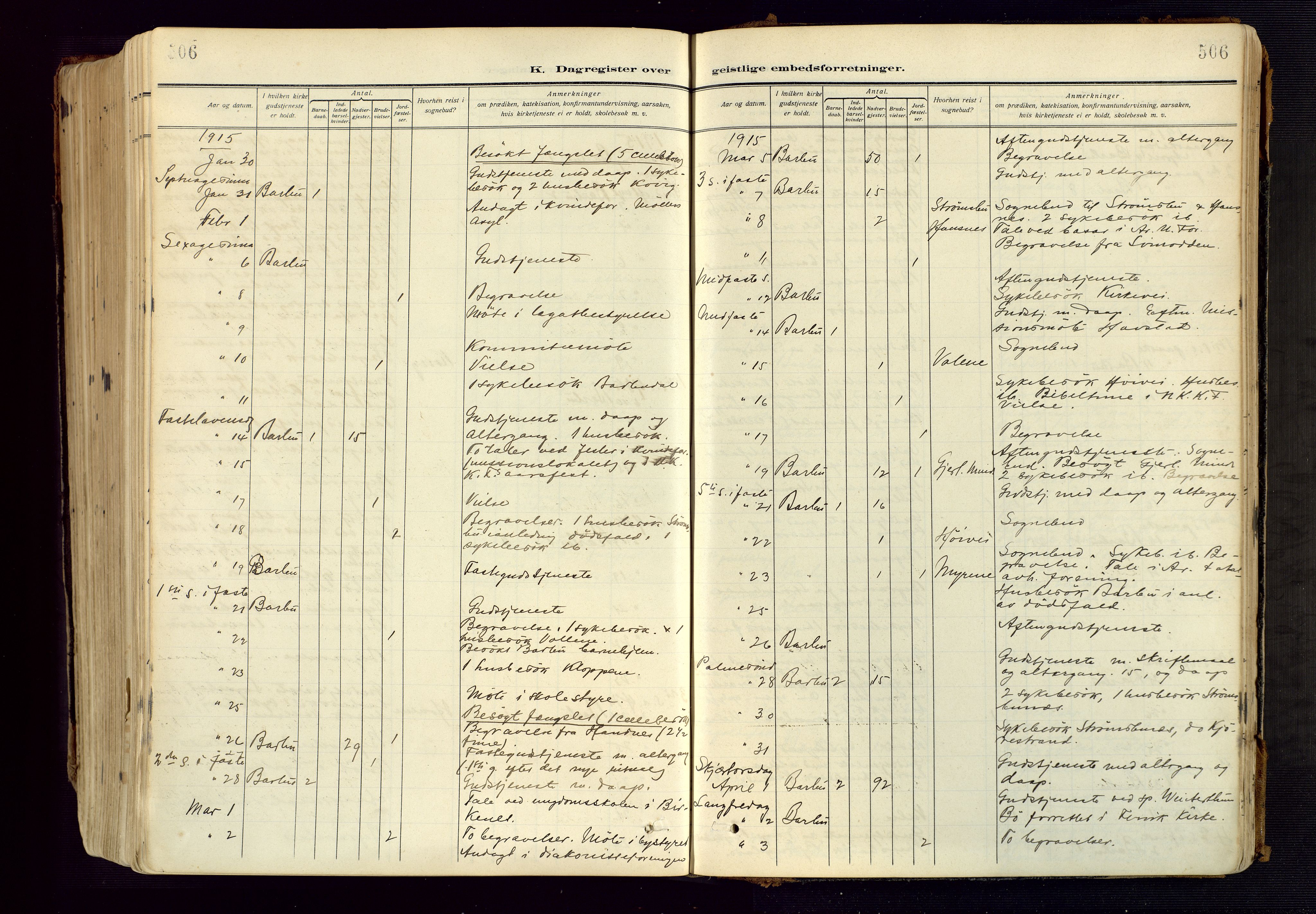 Barbu sokneprestkontor, SAK/1111-0003/F/Fa/L0006: Parish register (official) no. A 6, 1910-1929, p. 506