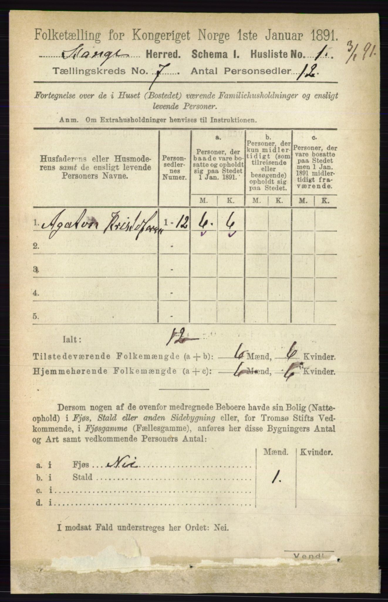 RA, 1891 census for 0417 Stange, 1891, p. 4677