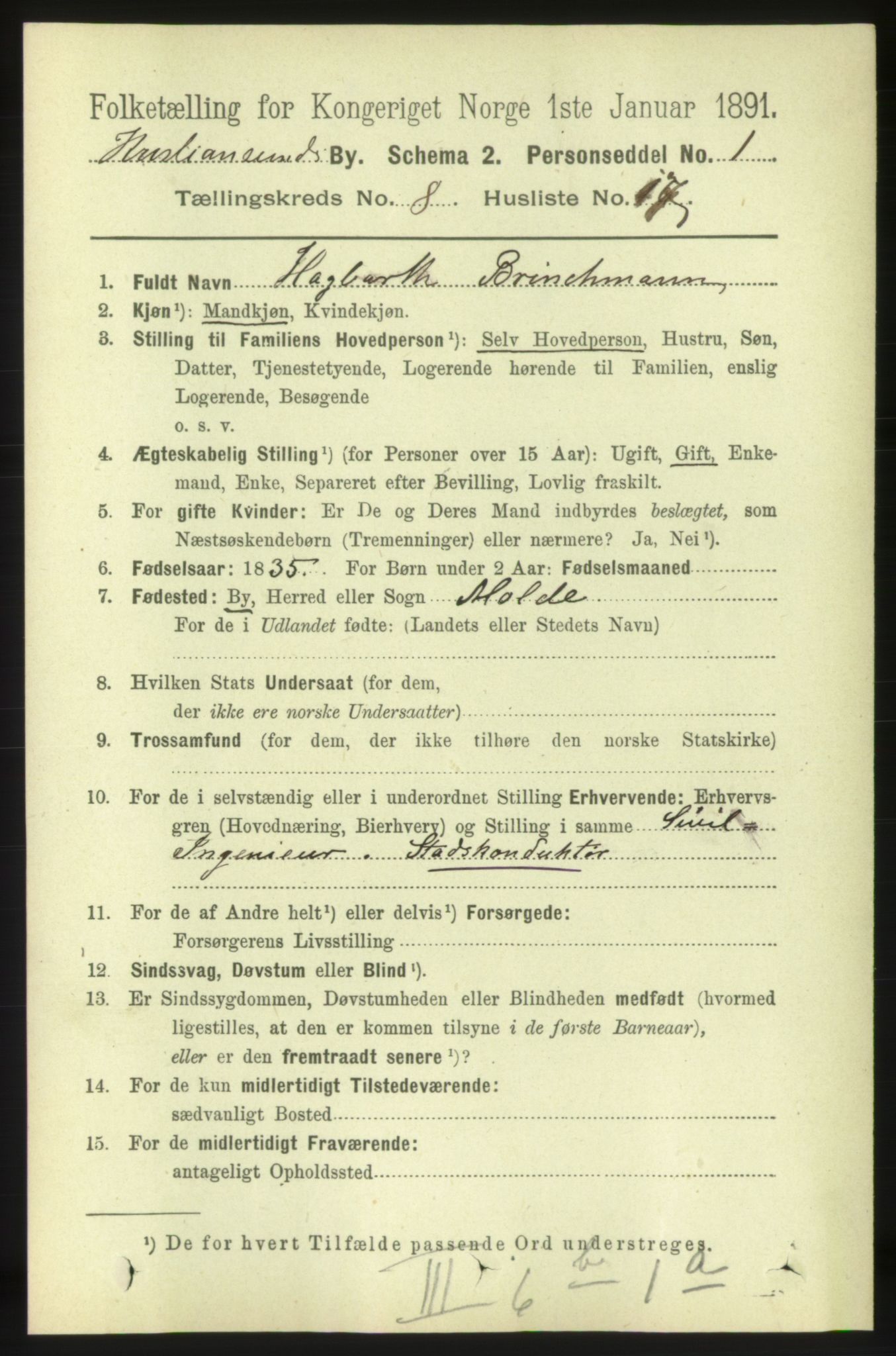 RA, 1891 census for 1503 Kristiansund, 1891, p. 6548