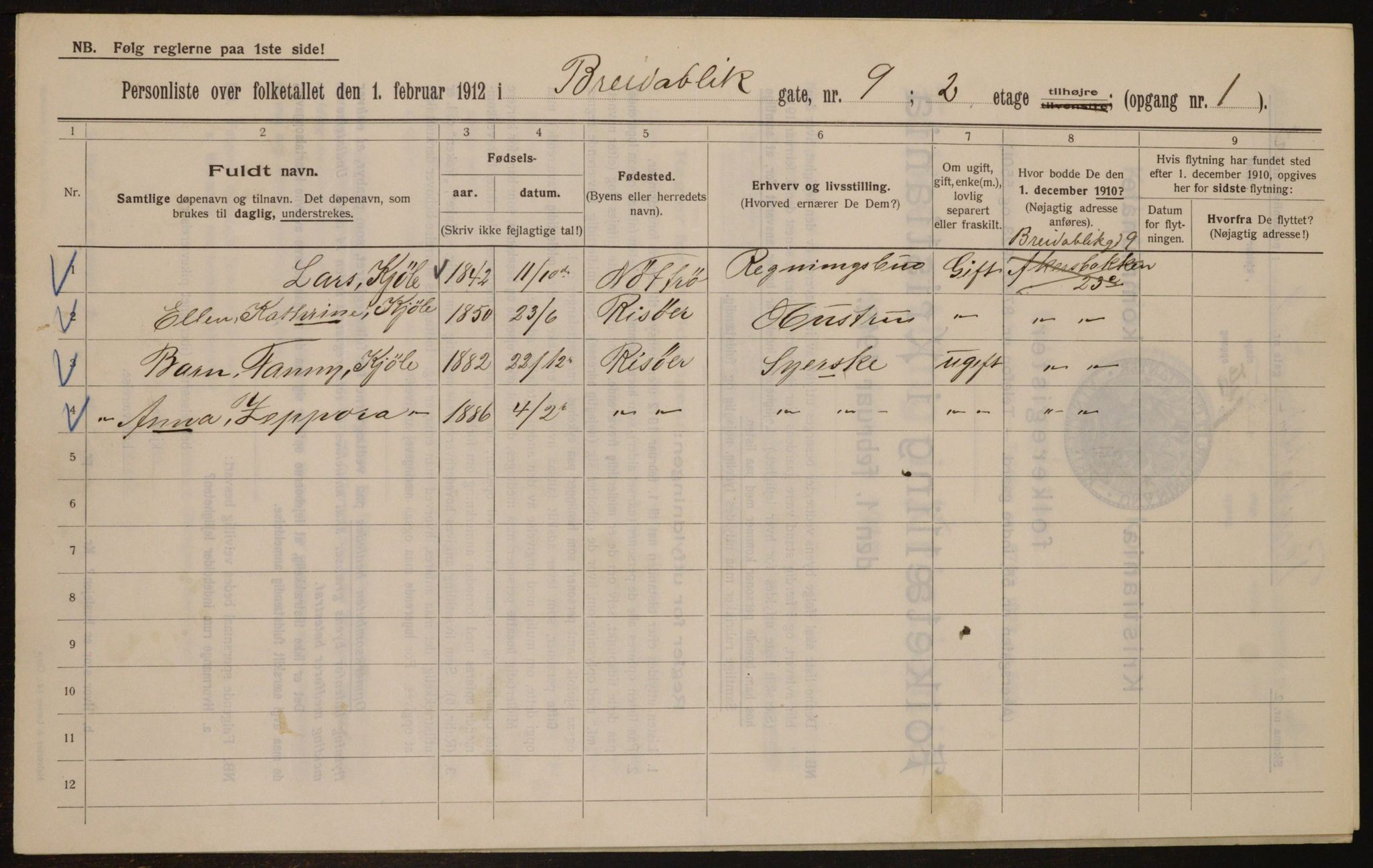 OBA, Municipal Census 1912 for Kristiania, 1912, p. 7990