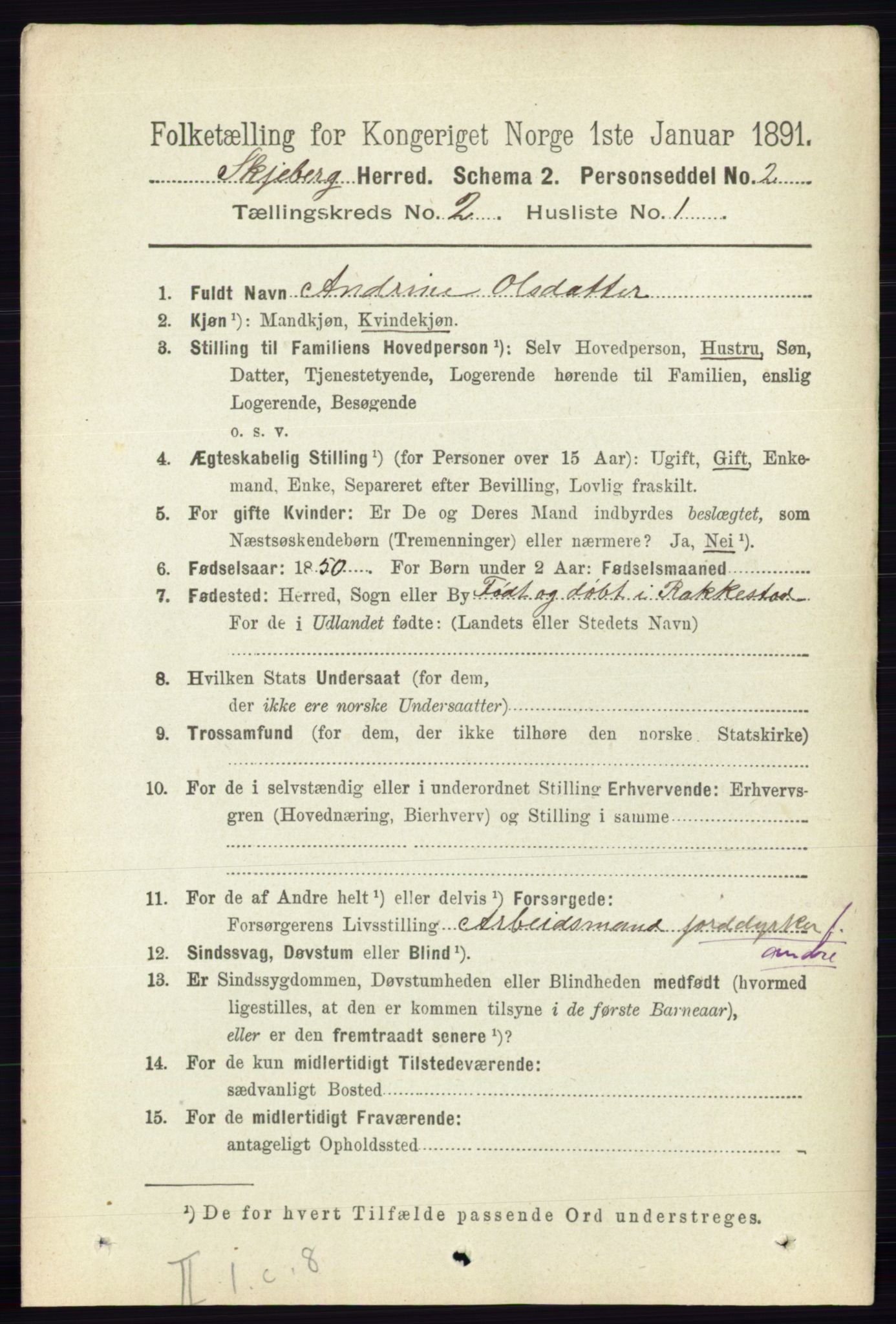 RA, 1891 census for 0115 Skjeberg, 1891, p. 910