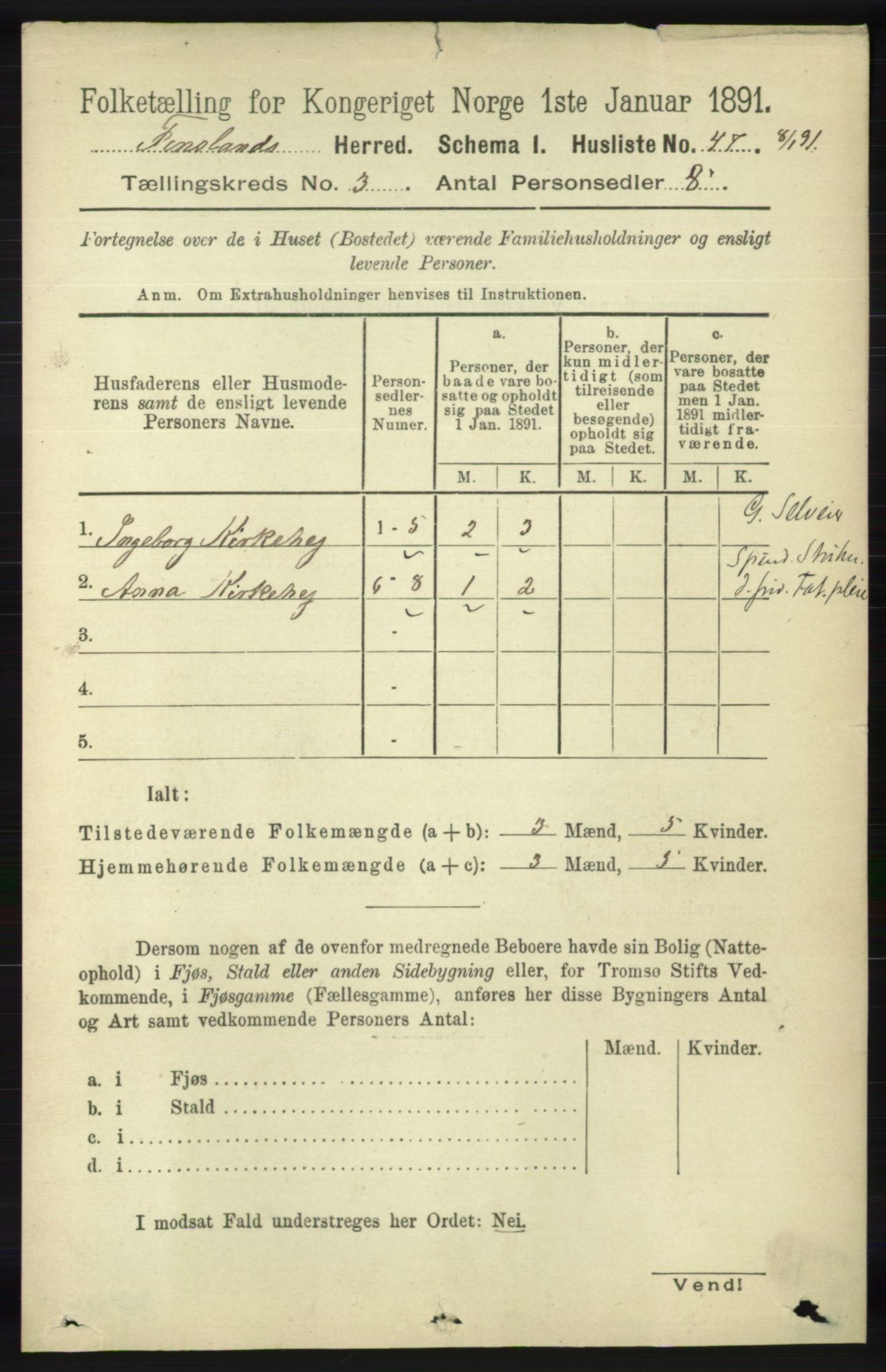 RA, 1891 census for 1023 Finsland, 1891, p. 769