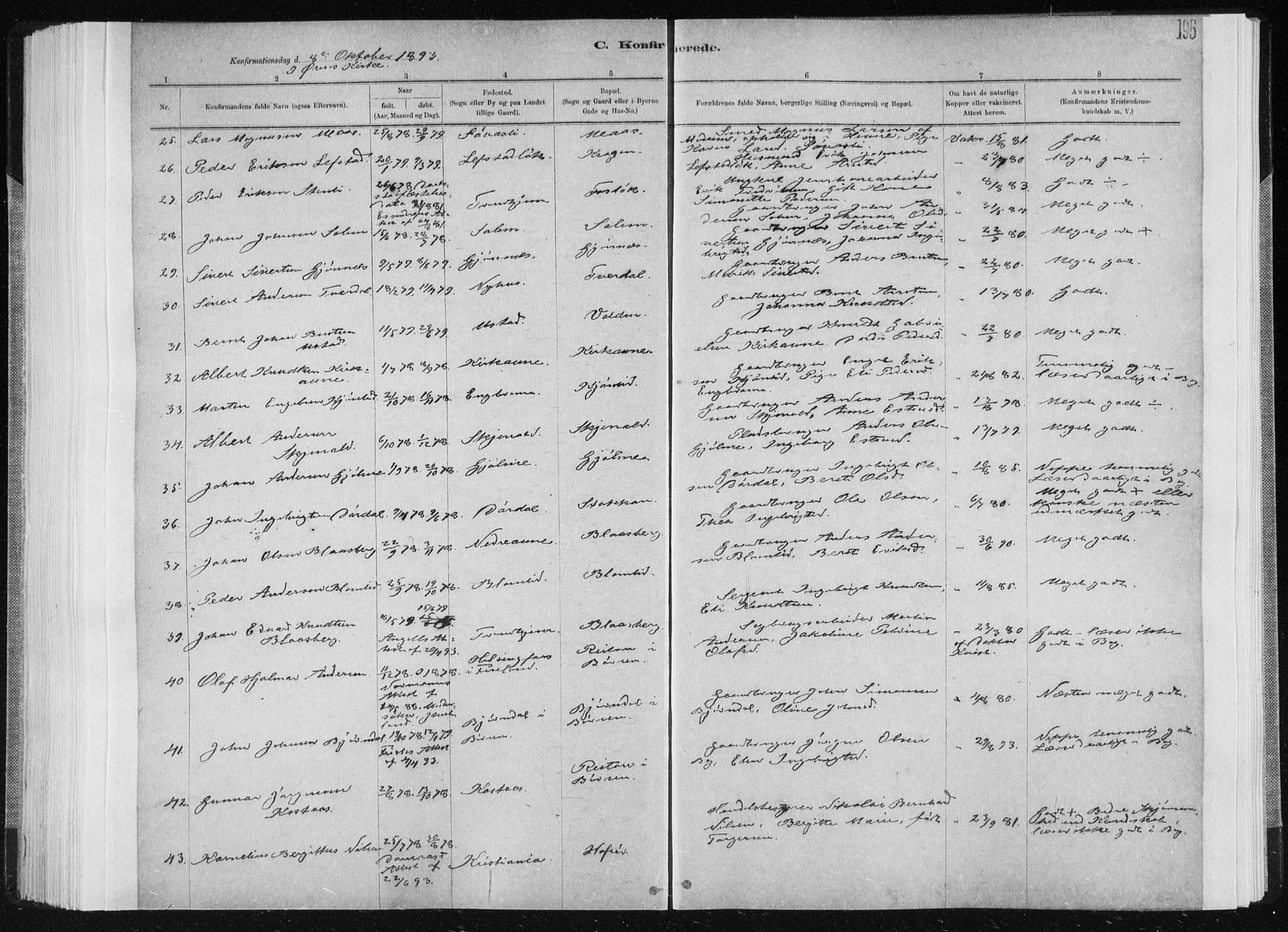 Ministerialprotokoller, klokkerbøker og fødselsregistre - Sør-Trøndelag, SAT/A-1456/668/L0818: Parish register (copy) no. 668C07, 1885-1898, p. 195