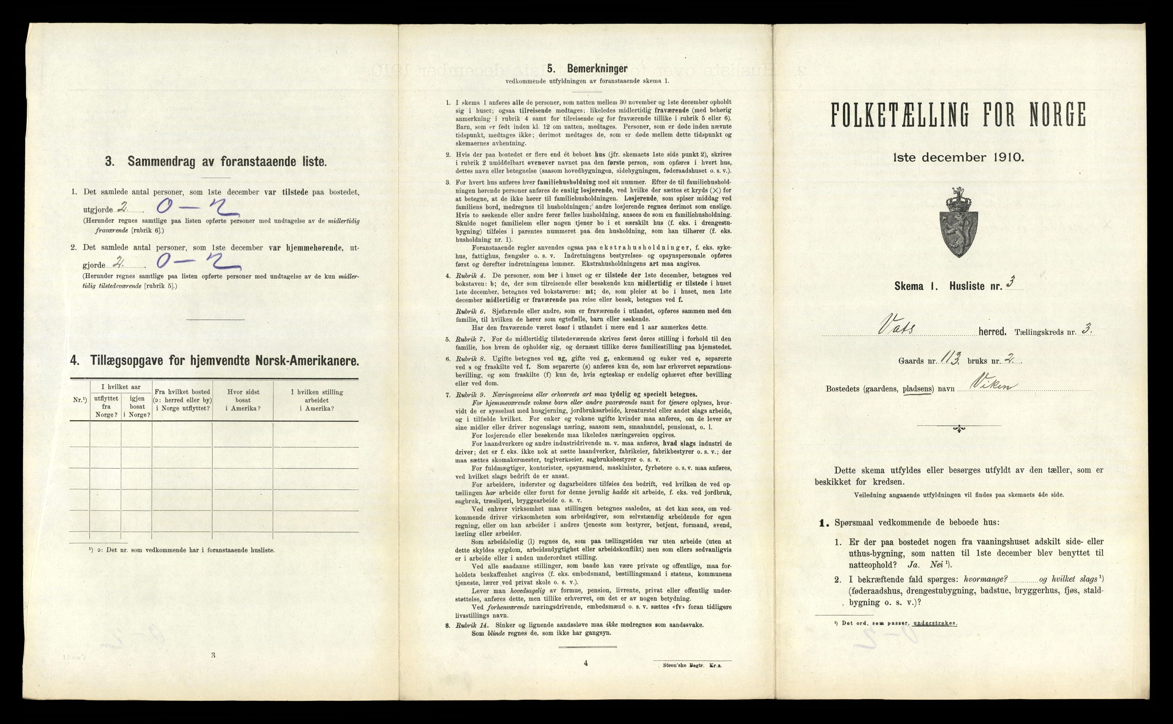 RA, 1910 census for Vats, 1910, p. 158