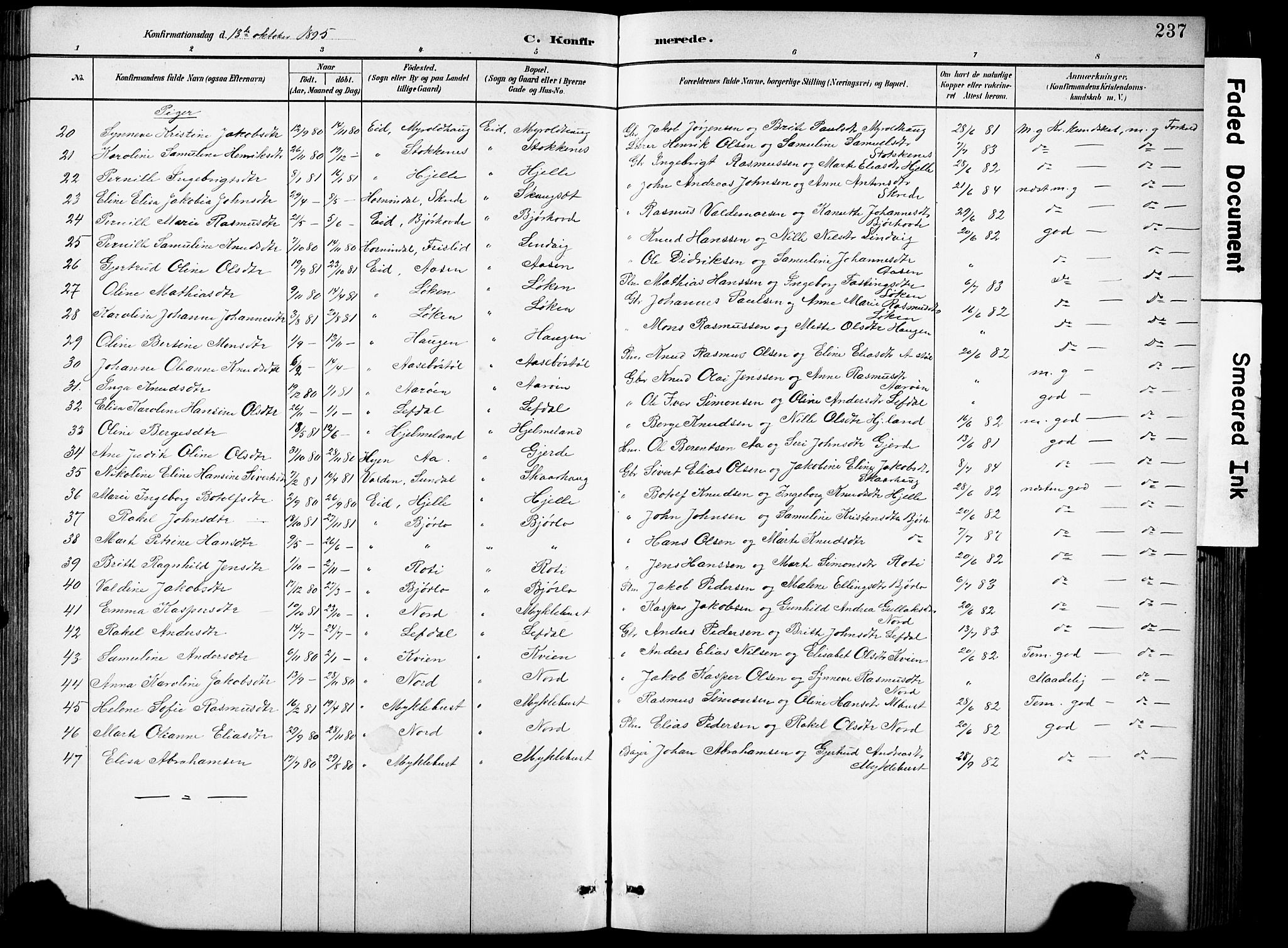 Eid sokneprestembete, AV/SAB-A-82301/H/Hab/Habb/L0002: Parish register (copy) no. B 2, 1882-1907, p. 237