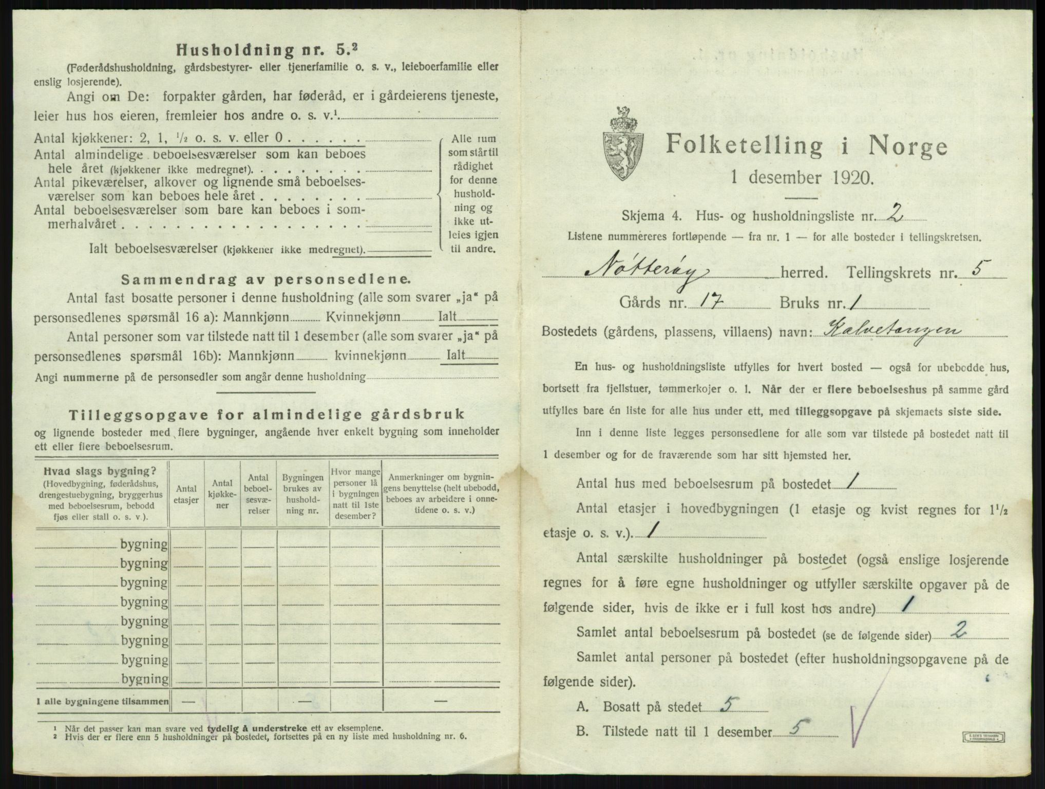 SAKO, 1920 census for Nøtterøy, 1920, p. 874