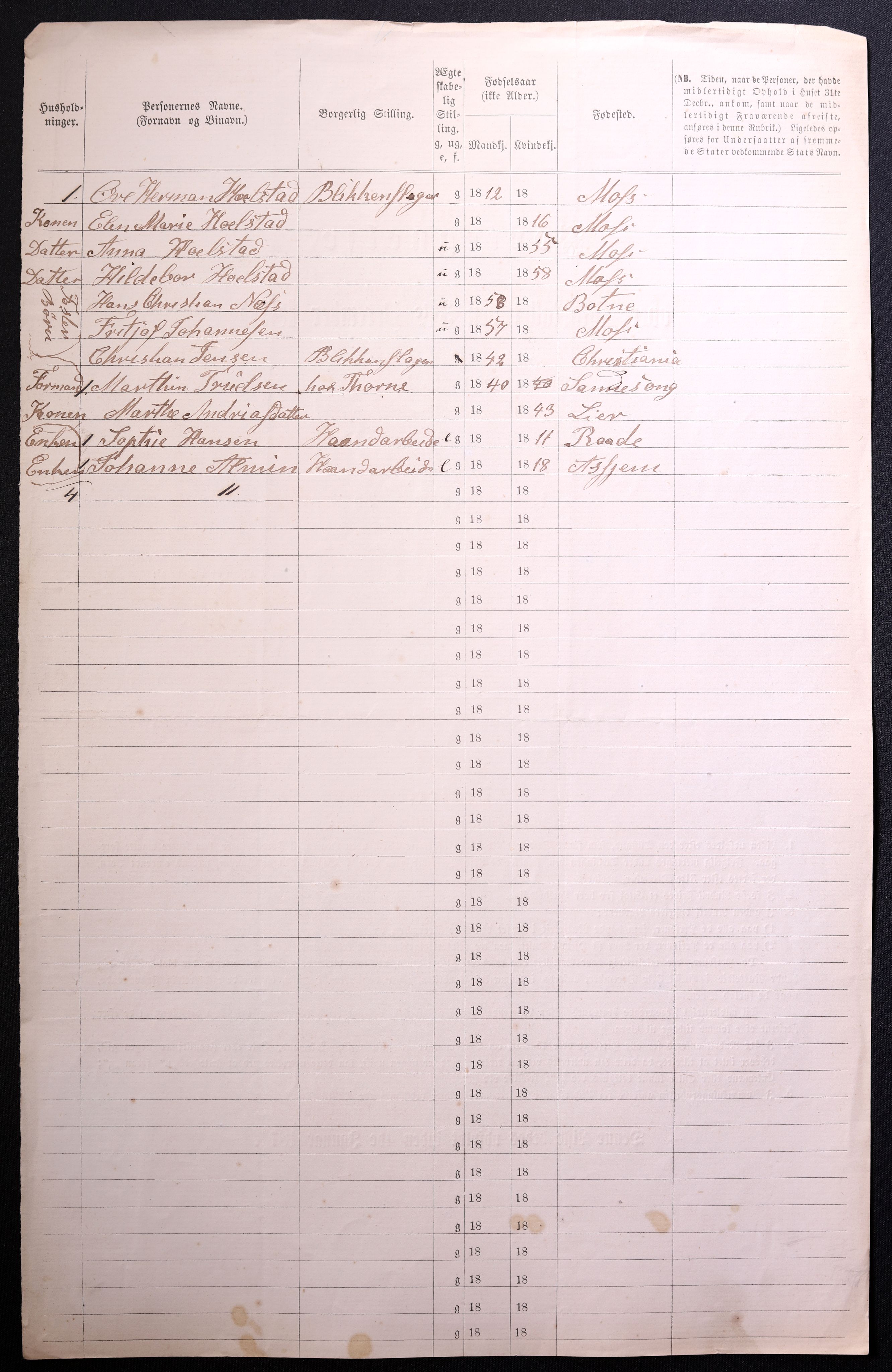 RA, 1870 census for 0104 Moss, 1870, p. 384