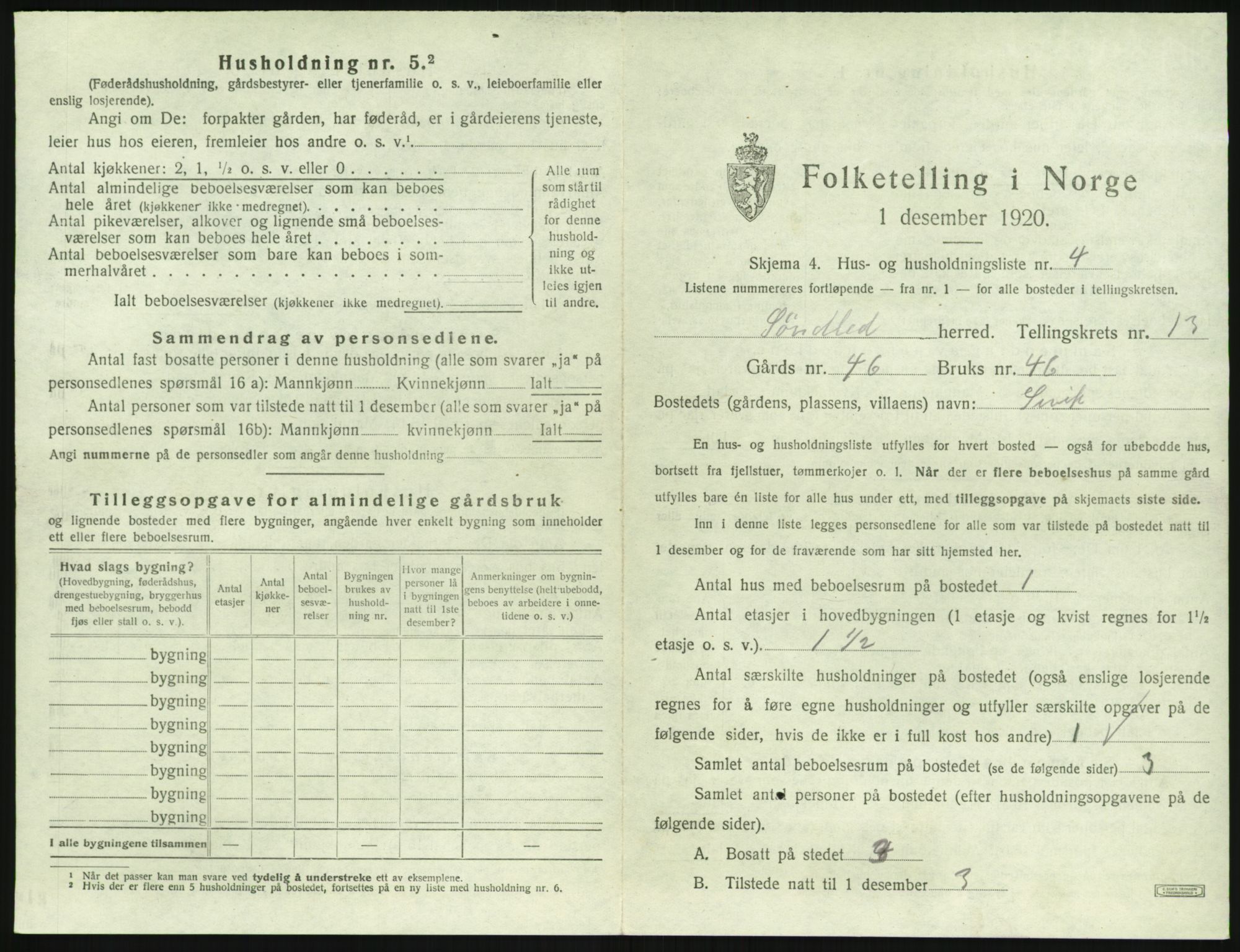 SAK, 1920 census for Søndeled, 1920, p. 1005