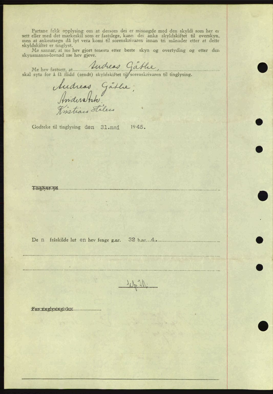 Sunnhordland sorenskrivar, AV/SAB-A-2401: Mortgage book no. A77, 1945-1945, Diary no: : 671/1945