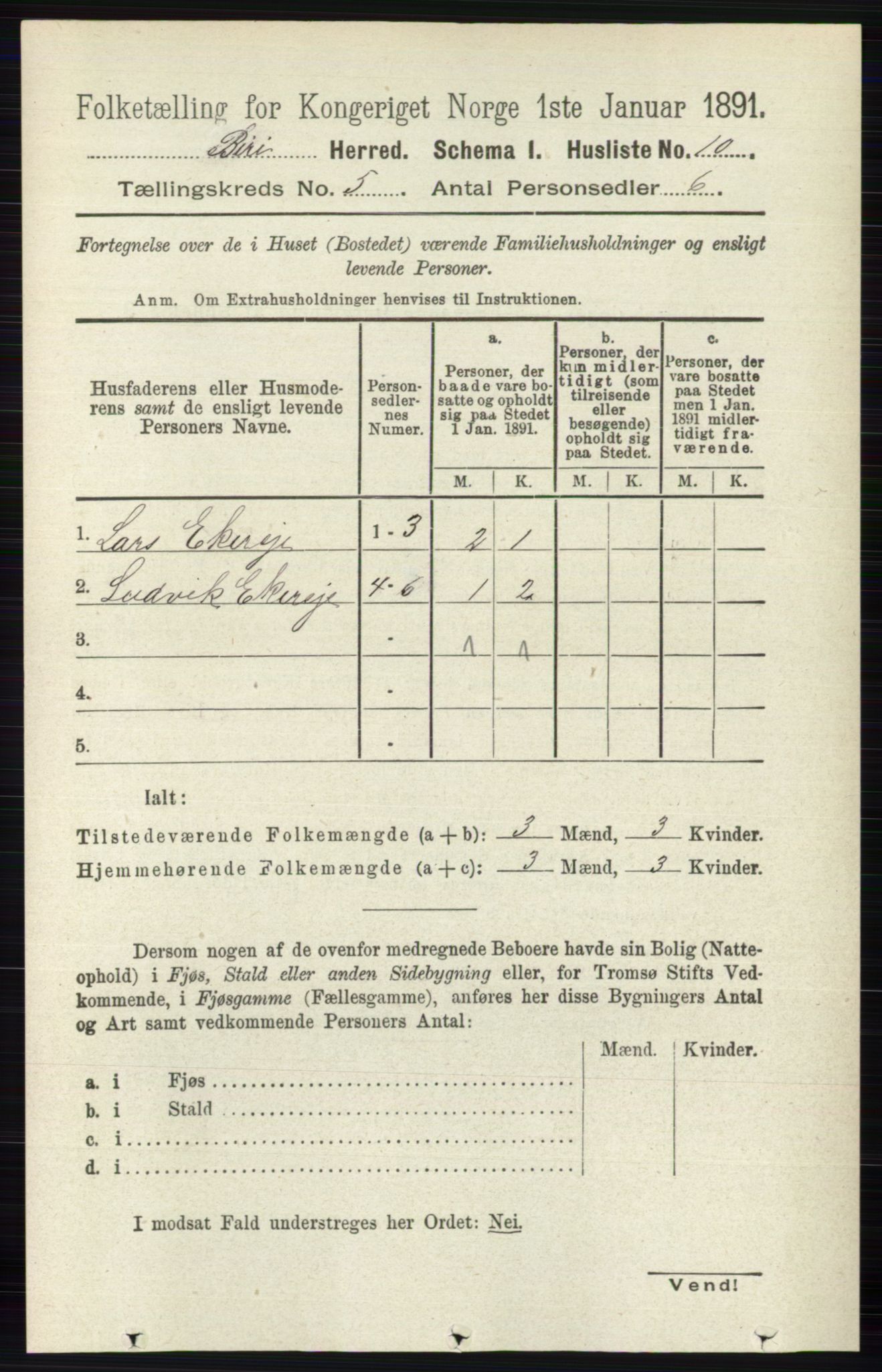 RA, 1891 census for 0525 Biri, 1891, p. 1737