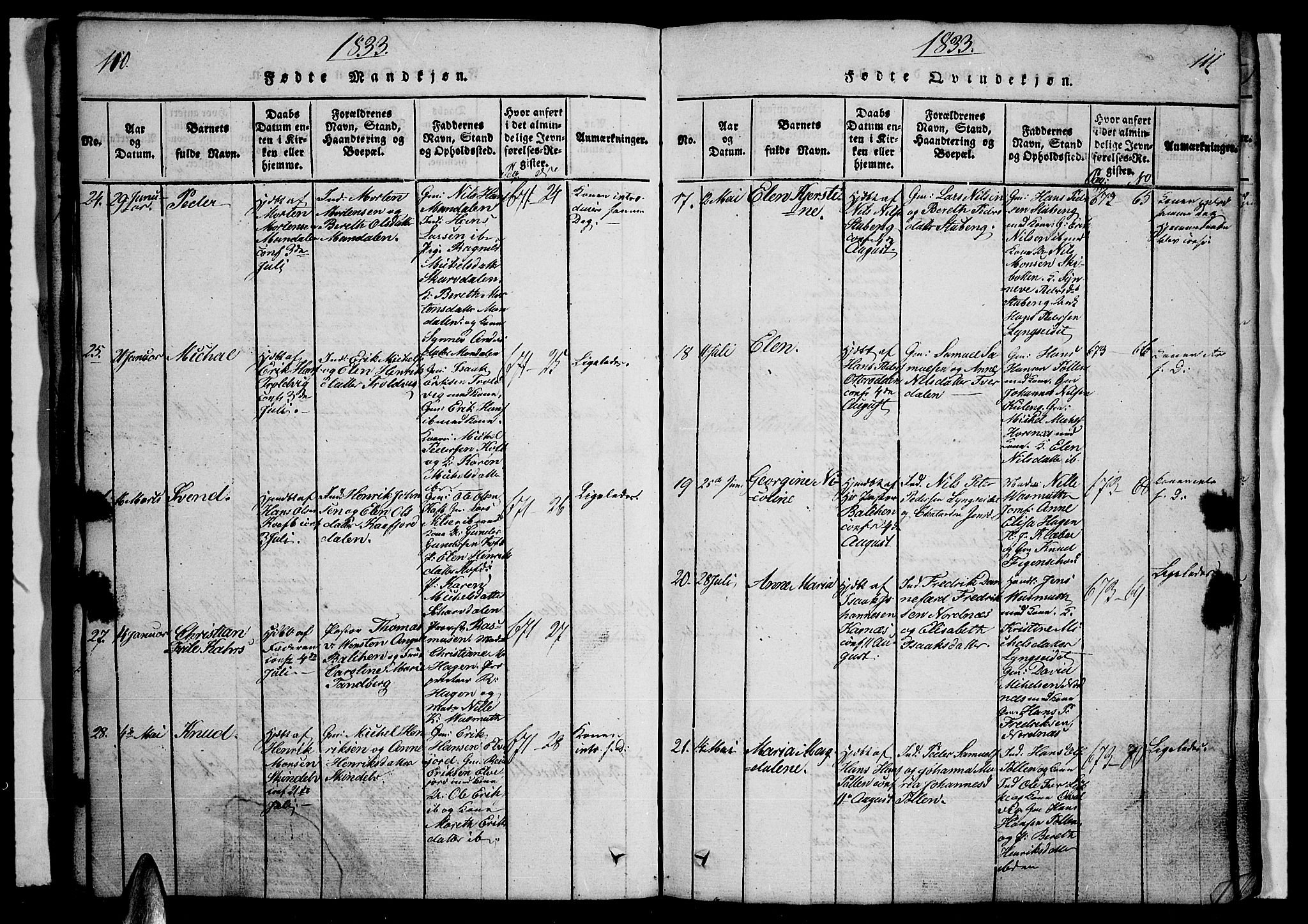 Lyngen sokneprestembete, AV/SATØ-S-1289/H/He/Heb/L0001klokker: Parish register (copy) no. 1, 1826-1838, p. 110-111