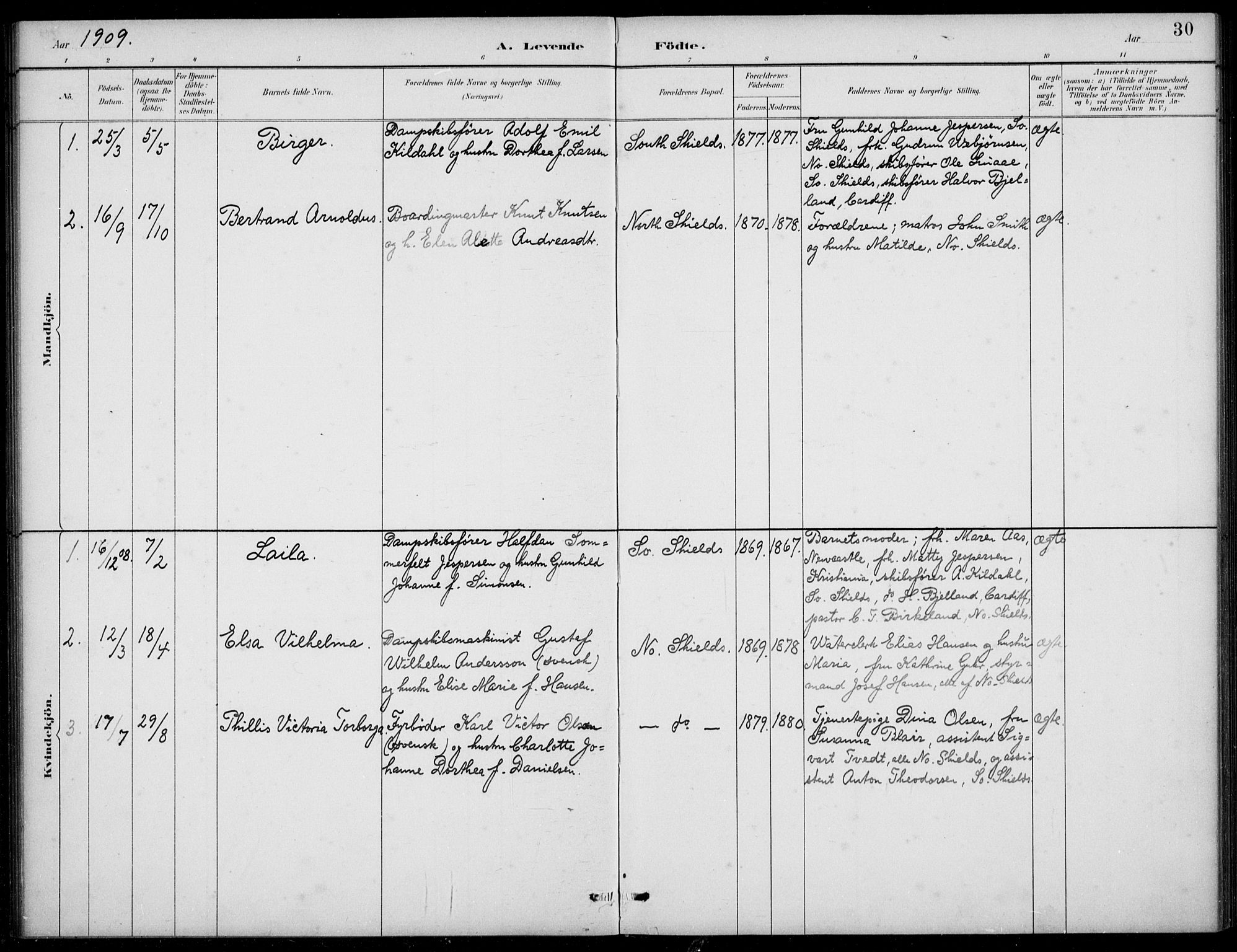 Den norske sjømannsmisjon i utlandet/Tyne-havnene (North Shields og New Castle), SAB/SAB/PA-0101/H/Ha/L0002: Parish register (official) no. A 2, 1883-1938, p. 30