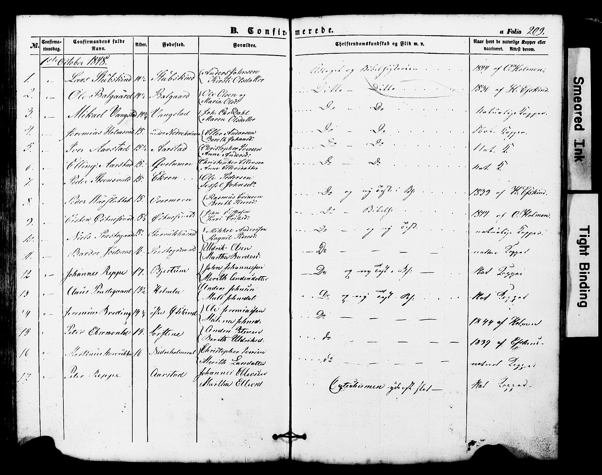 Ministerialprotokoller, klokkerbøker og fødselsregistre - Nord-Trøndelag, SAT/A-1458/724/L0268: Parish register (copy) no. 724C04, 1846-1878, p. 209