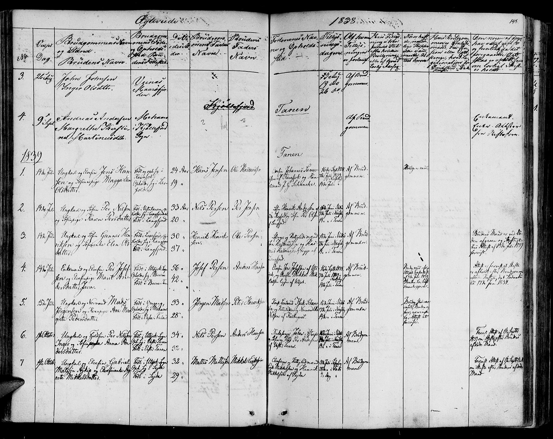 Lebesby sokneprestkontor, SATØ/S-1353/H/Ha/L0003kirke: Parish register (official) no. 3, 1833-1852, p. 148