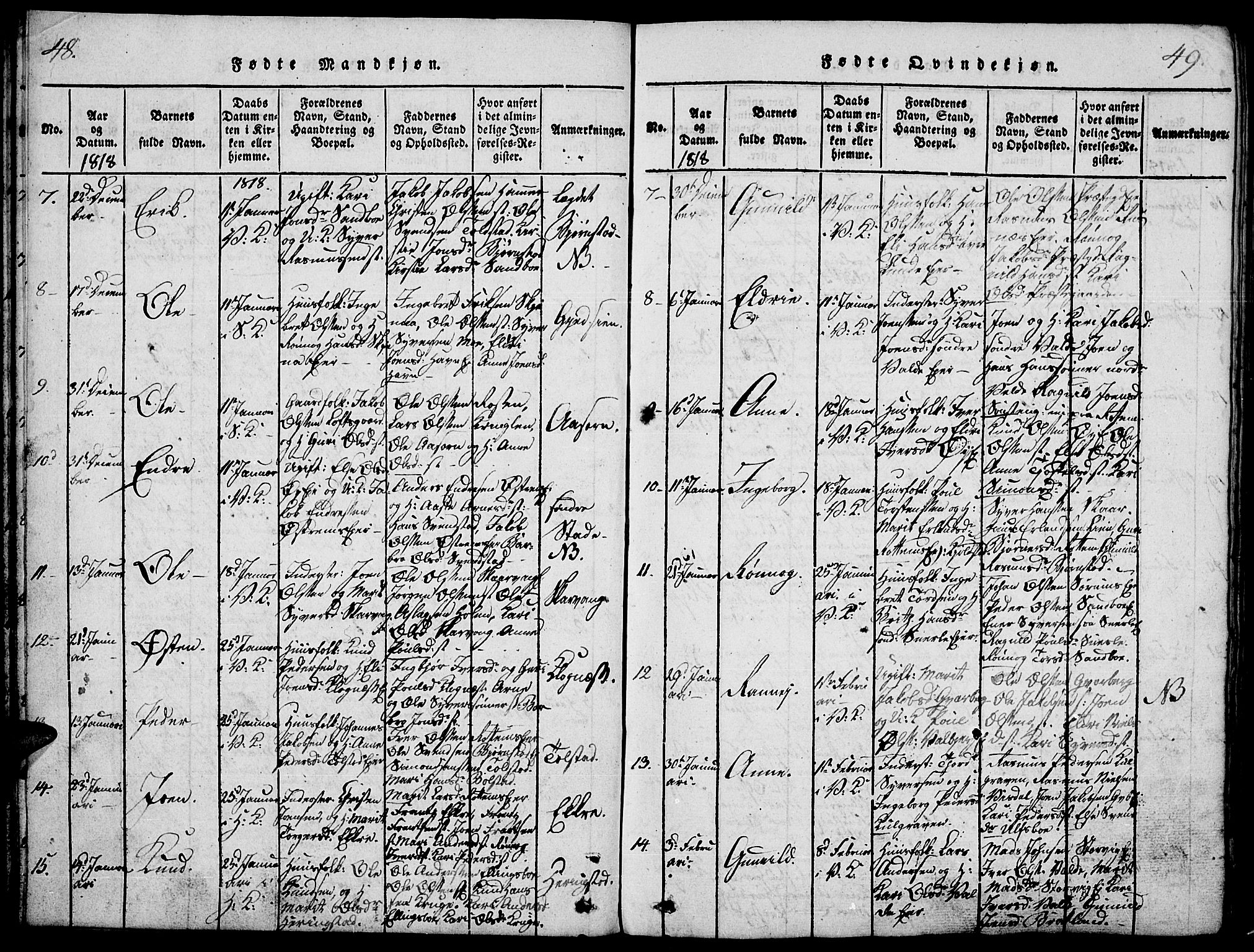 Vågå prestekontor, SAH/PREST-076/H/Ha/Haa/L0003: Parish register (official) no. 3, 1815-1827, p. 48-49