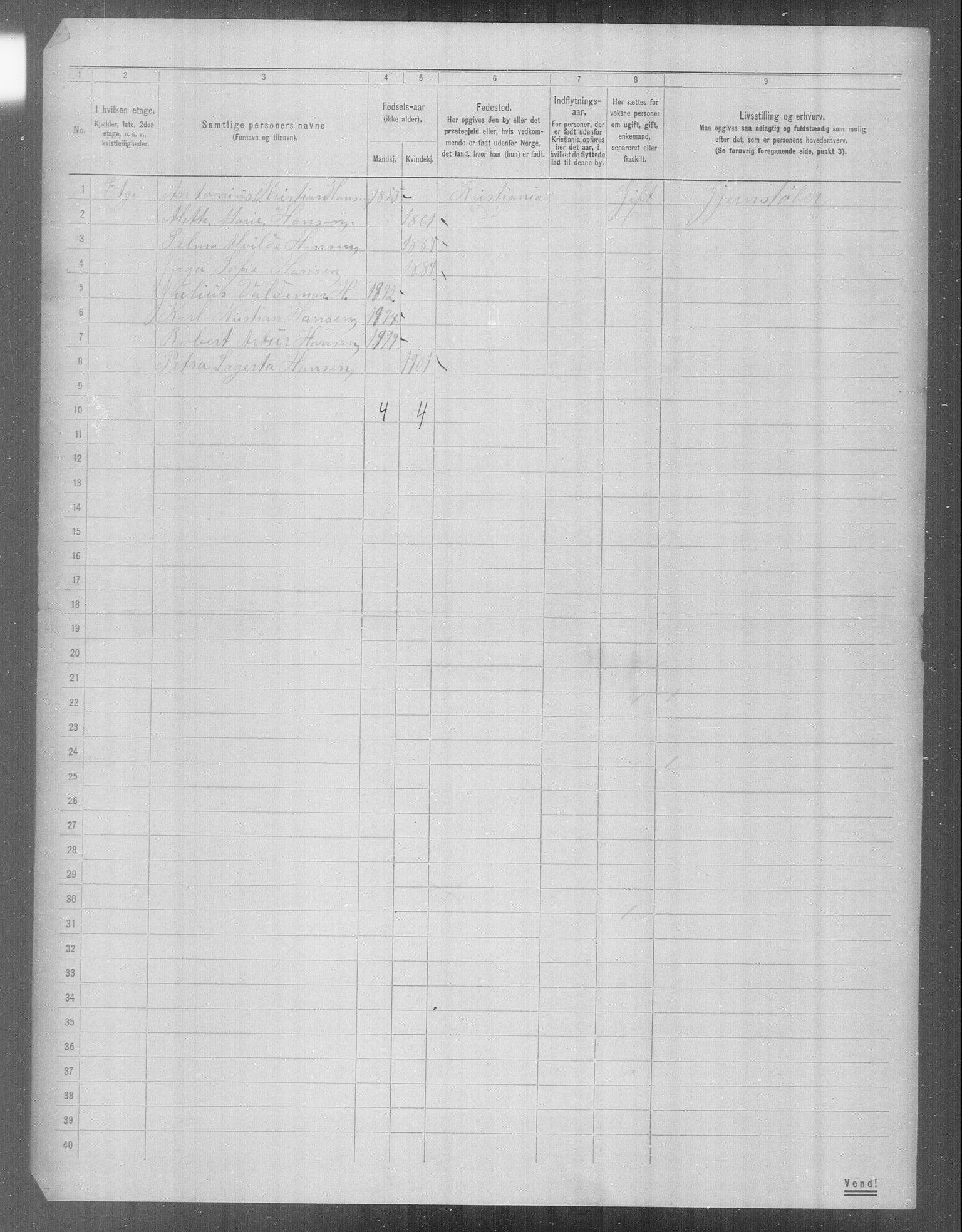 OBA, Municipal Census 1904 for Kristiania, 1904, p. 24548