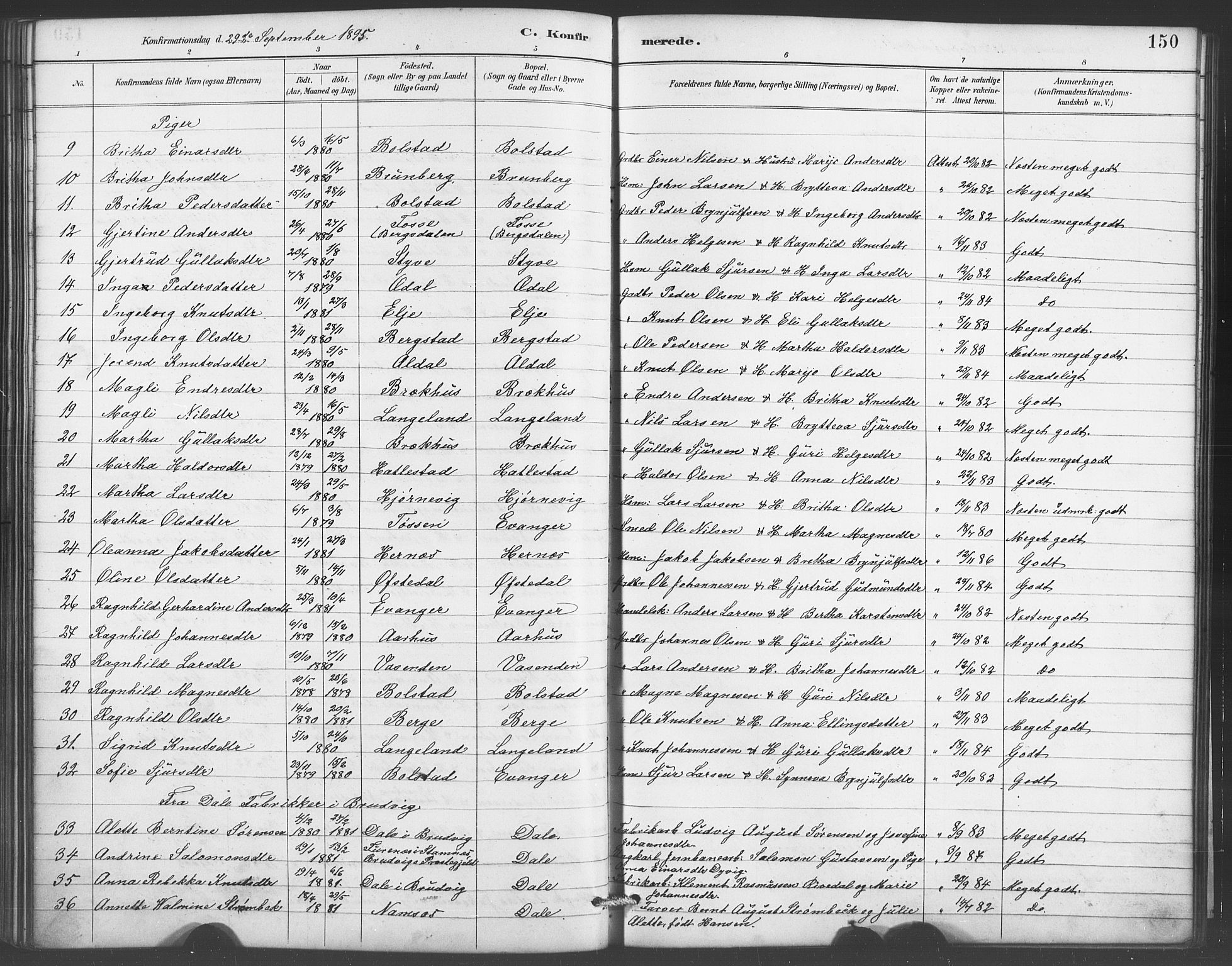 Evanger sokneprestembete, SAB/A-99924: Parish register (copy) no. A 4, 1887-1897, p. 150