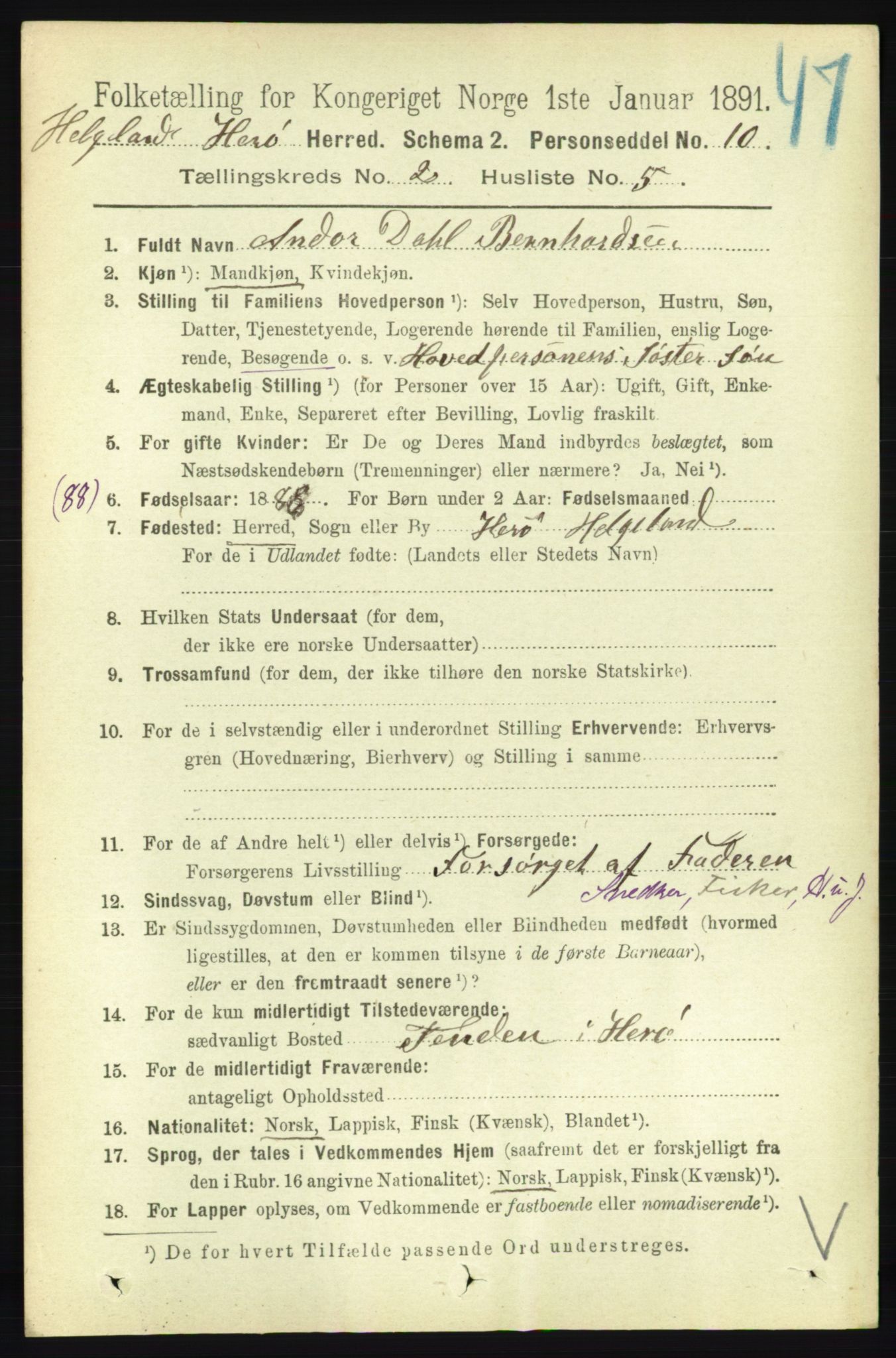 RA, 1891 census for 1818 Herøy, 1891, p. 276