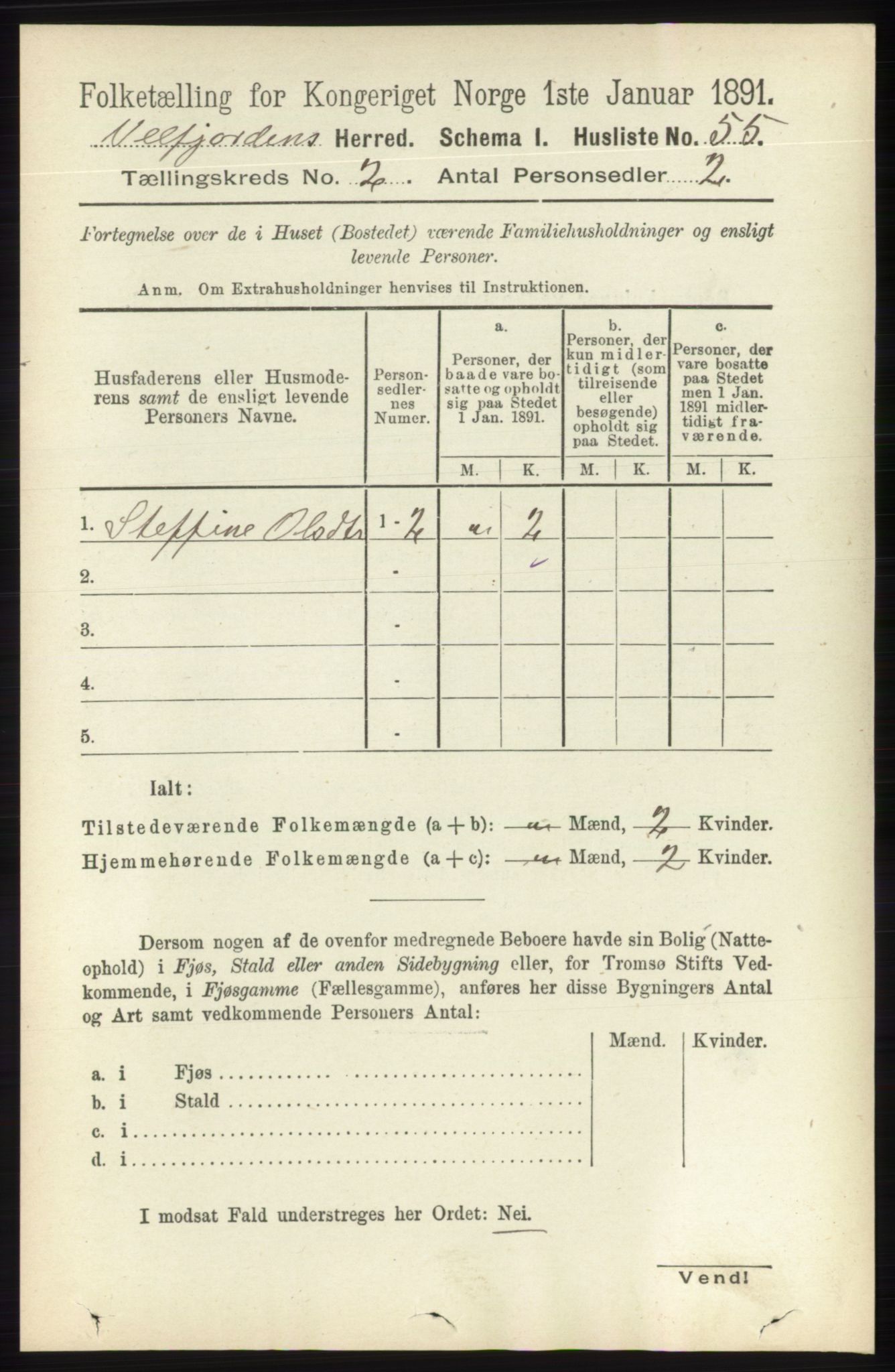 RA, 1891 census for 1813 Velfjord, 1891, p. 533