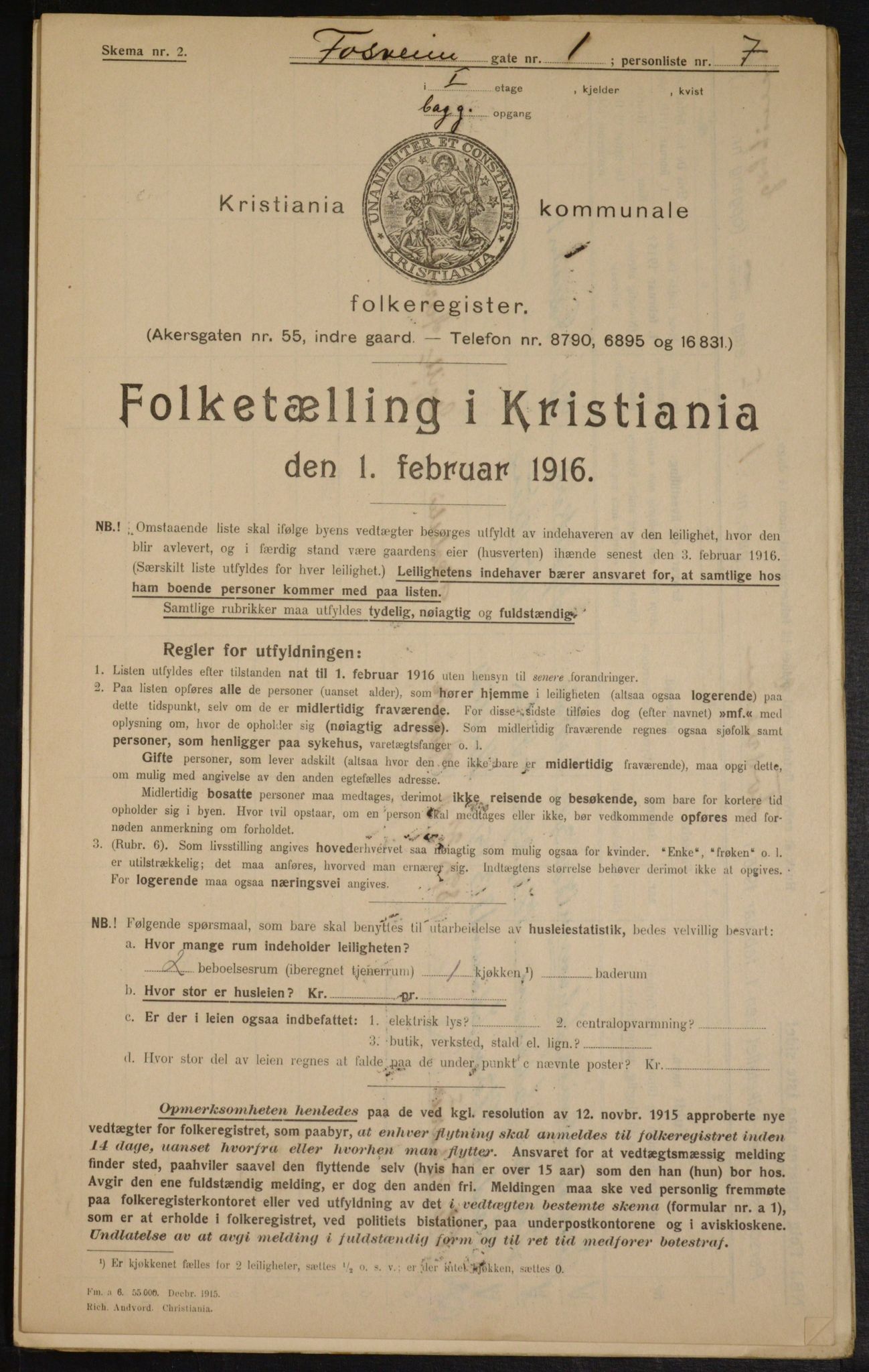 OBA, Municipal Census 1916 for Kristiania, 1916, p. 25072