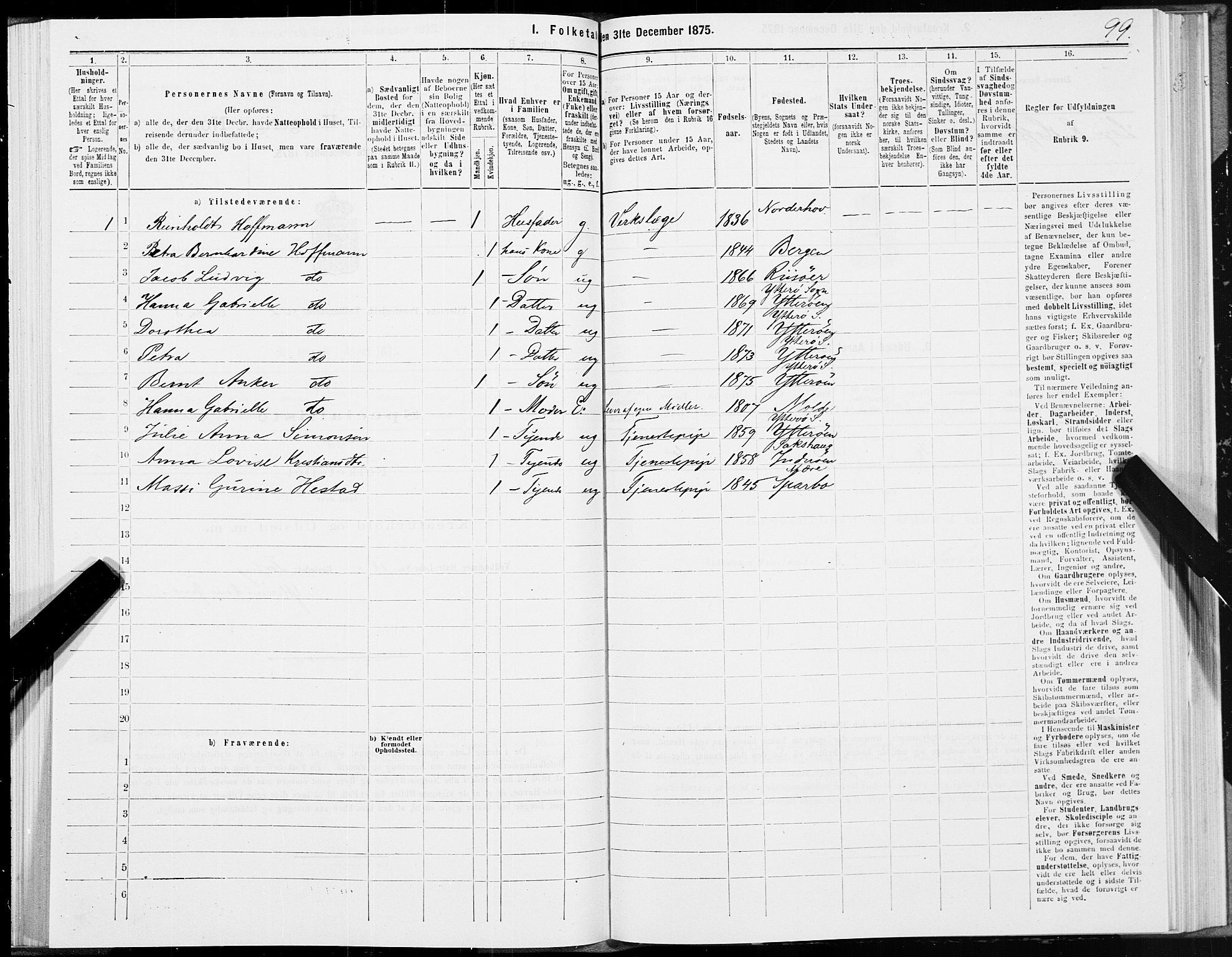 SAT, 1875 census for 1722P Ytterøy, 1875, p. 1099