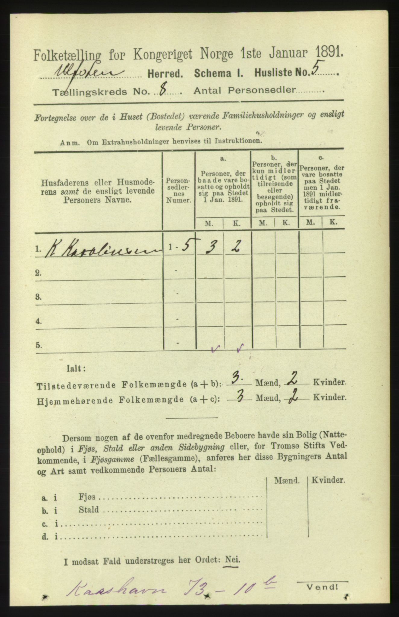 RA, 1891 census for 1516 Ulstein, 1891, p. 2524