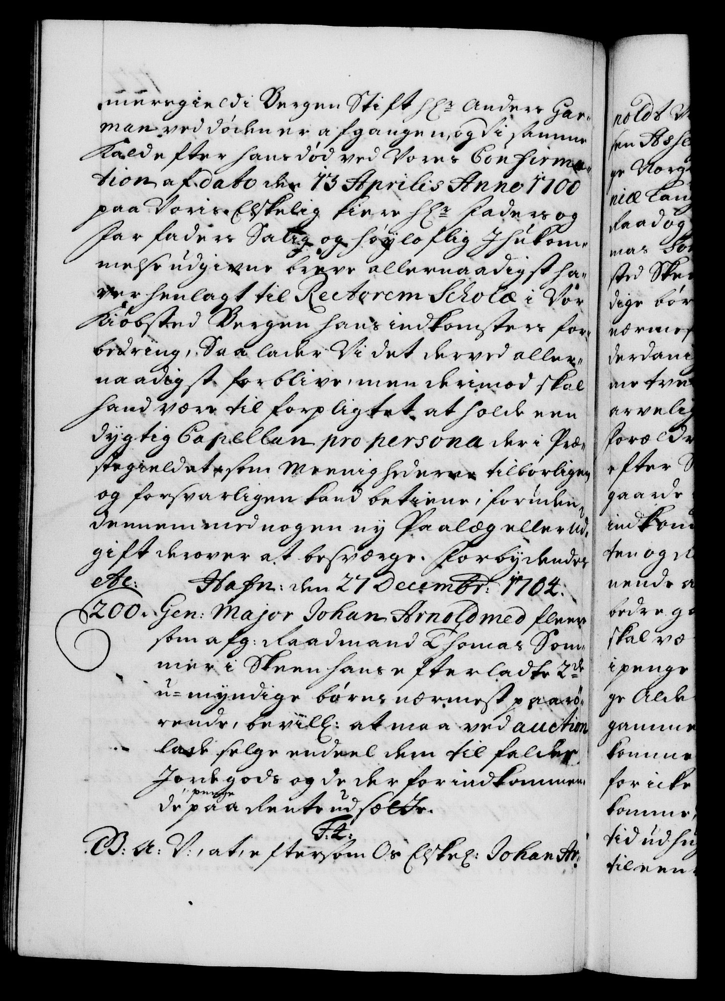 Danske Kanselli 1572-1799, AV/RA-EA-3023/F/Fc/Fca/Fcaa/L0019: Norske registre, 1704-1707, p. 122b