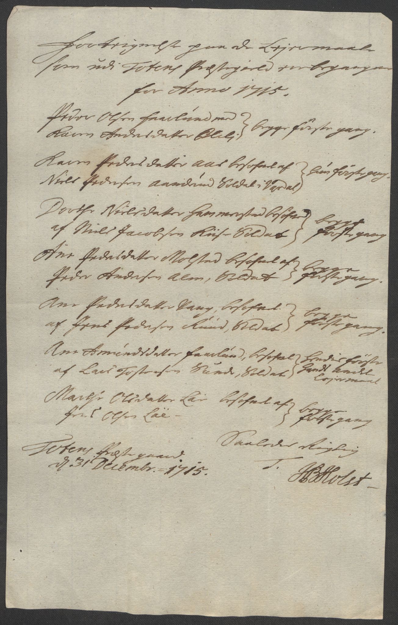 Rentekammeret inntil 1814, Reviderte regnskaper, Fogderegnskap, AV/RA-EA-4092/R18/L1314: Fogderegnskap Hadeland, Toten og Valdres, 1715, p. 329