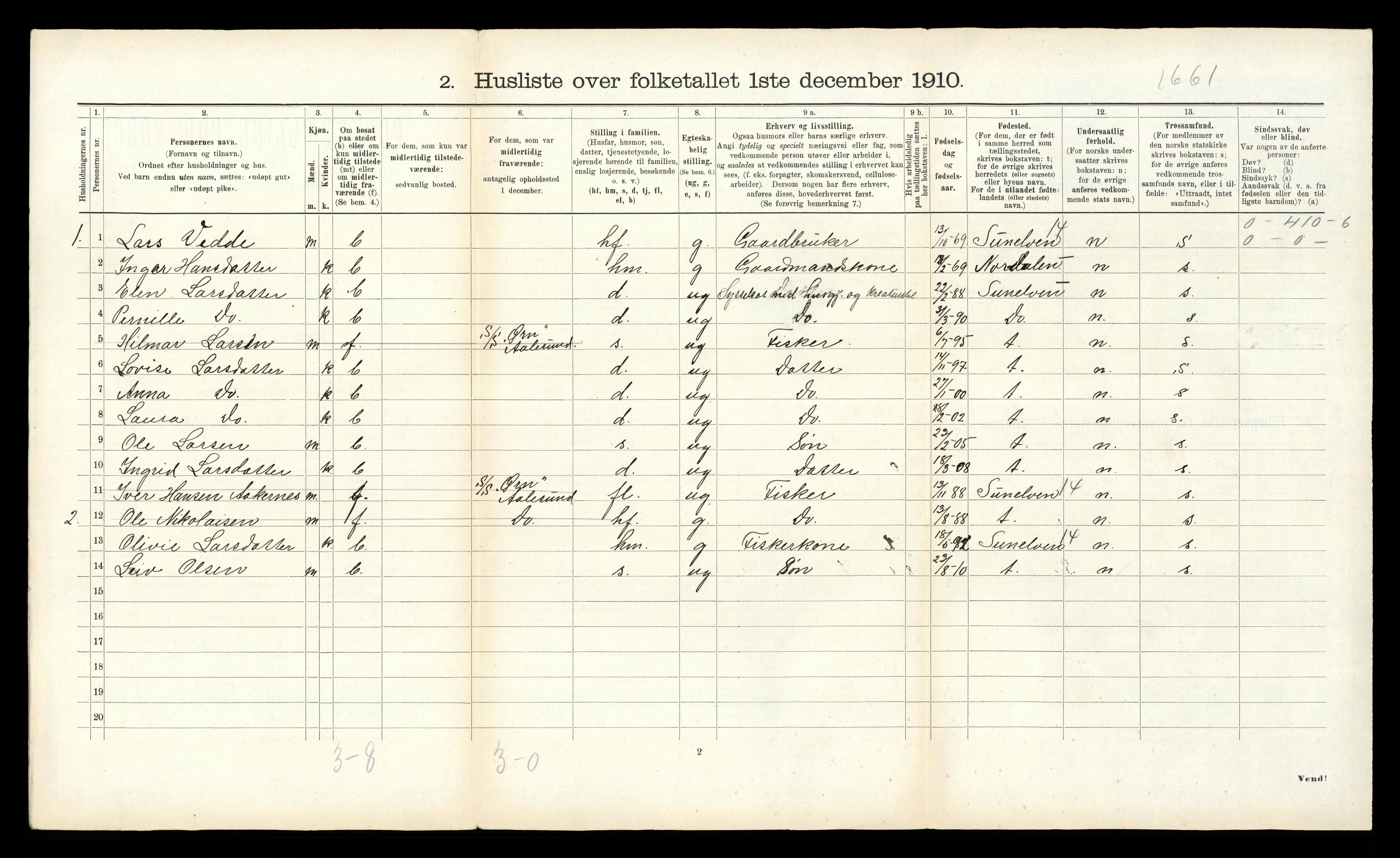 RA, 1910 census for Borgund, 1910, p. 1106