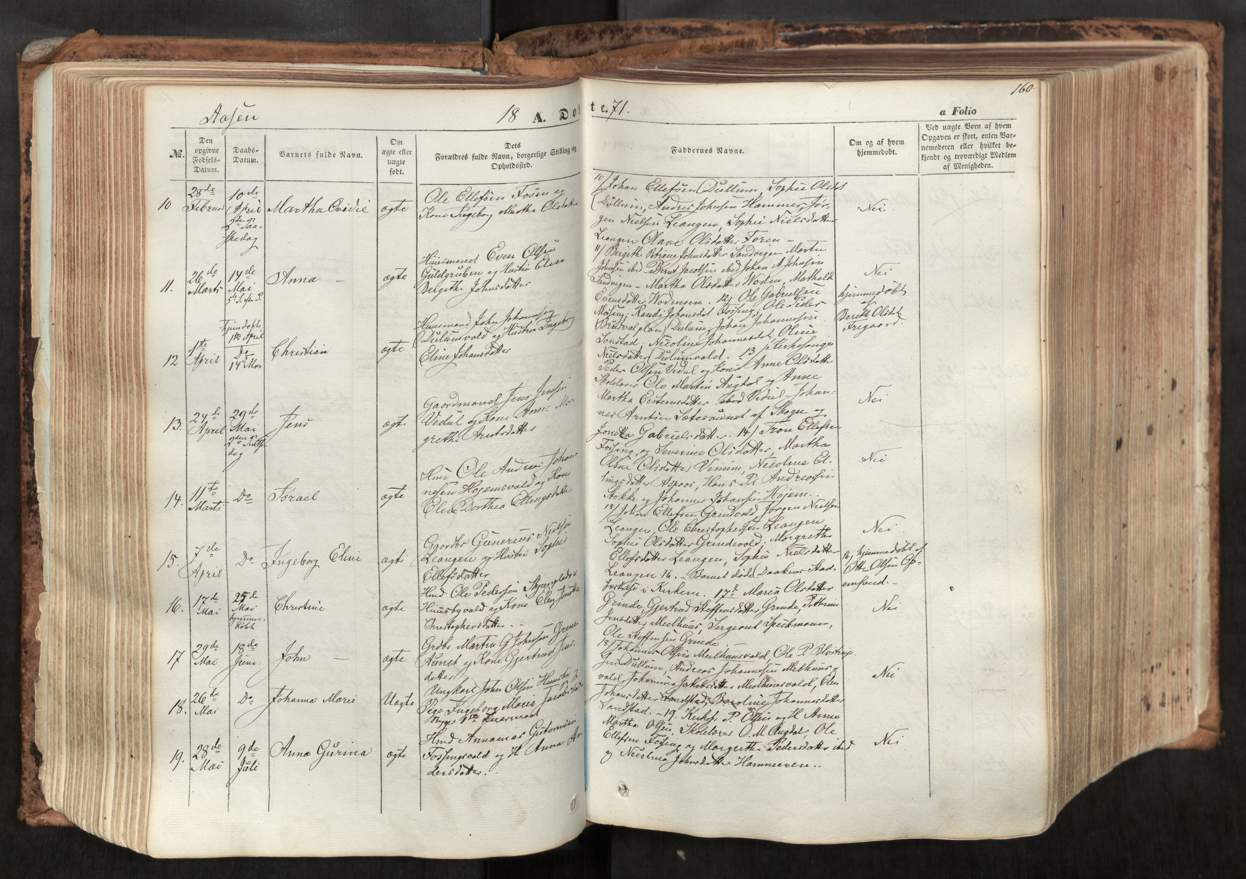 Ministerialprotokoller, klokkerbøker og fødselsregistre - Nord-Trøndelag, SAT/A-1458/713/L0116: Parish register (official) no. 713A07, 1850-1877, p. 160