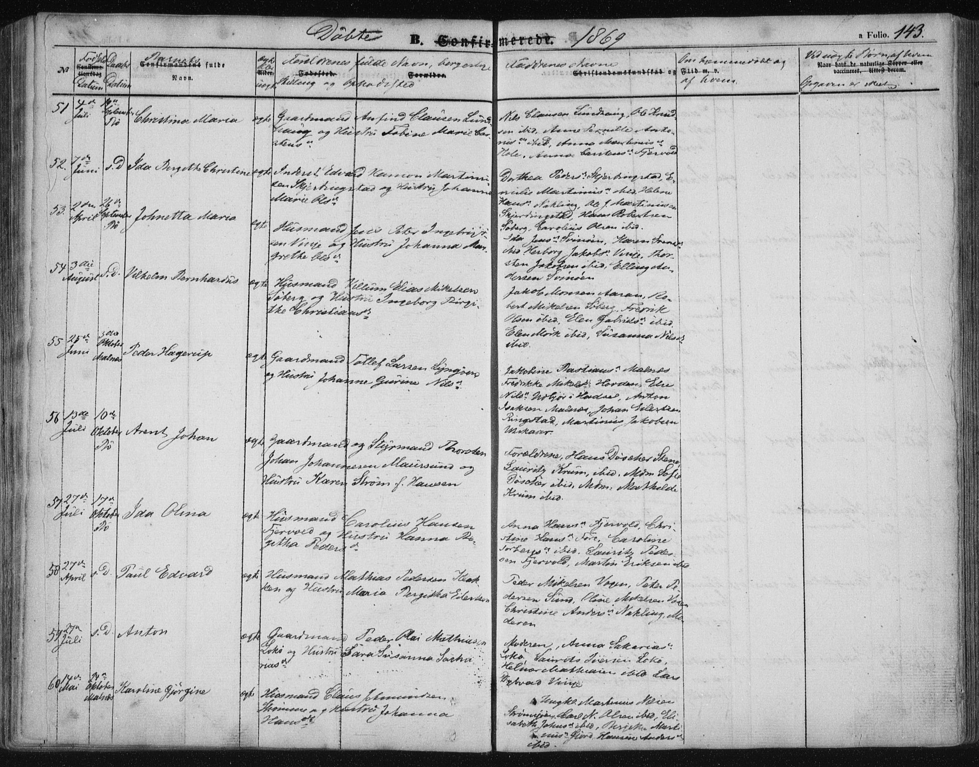 Ministerialprotokoller, klokkerbøker og fødselsregistre - Nordland, SAT/A-1459/891/L1300: Parish register (official) no. 891A05, 1856-1870, p. 143