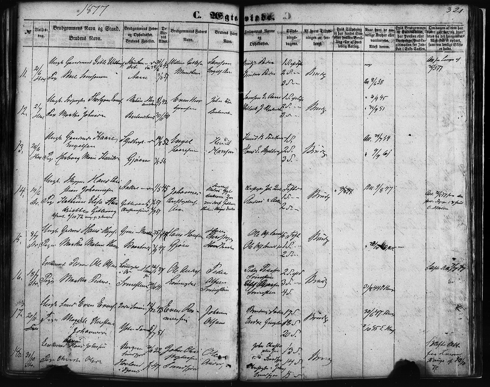 Fusa sokneprestembete, AV/SAB-A-75401/H/Haa: Parish register (official) no. A 1I, 1855-1879, p. 321