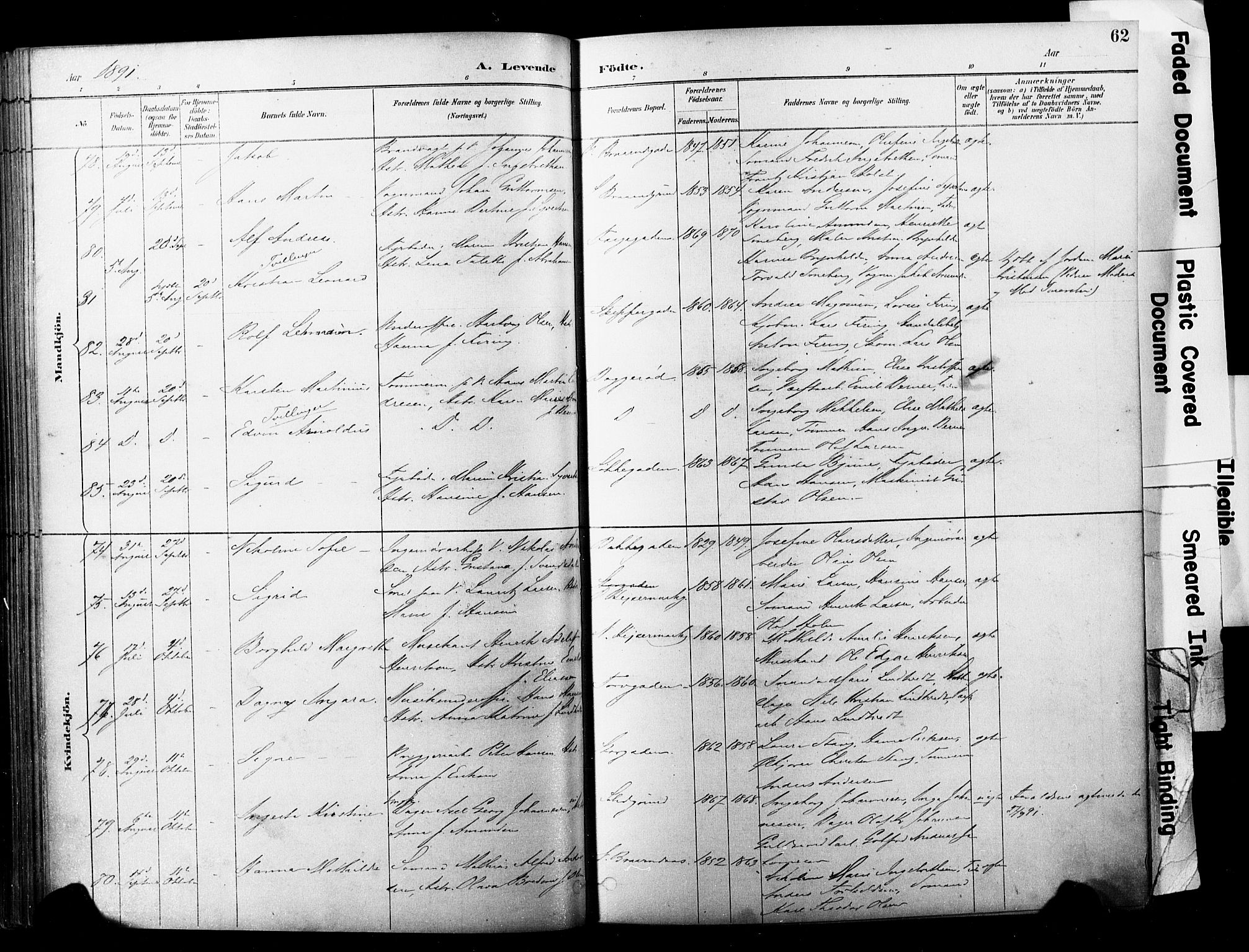 Horten kirkebøker, AV/SAKO-A-348/F/Fa/L0004: Parish register (official) no. 4, 1888-1895, p. 62