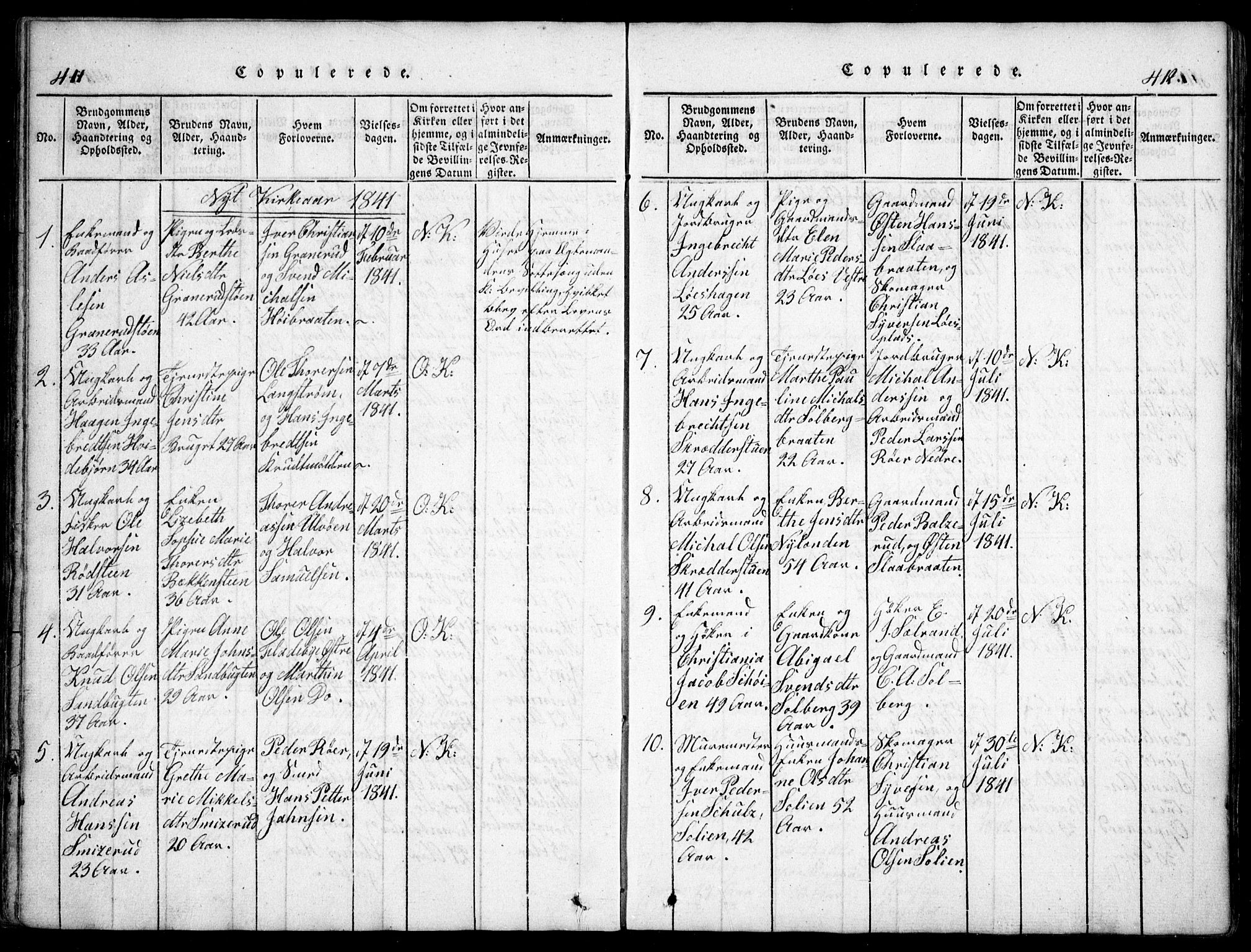 Nesodden prestekontor Kirkebøker, AV/SAO-A-10013/G/Ga/L0001: Parish register (copy) no. I 1, 1814-1847, p. 411-412