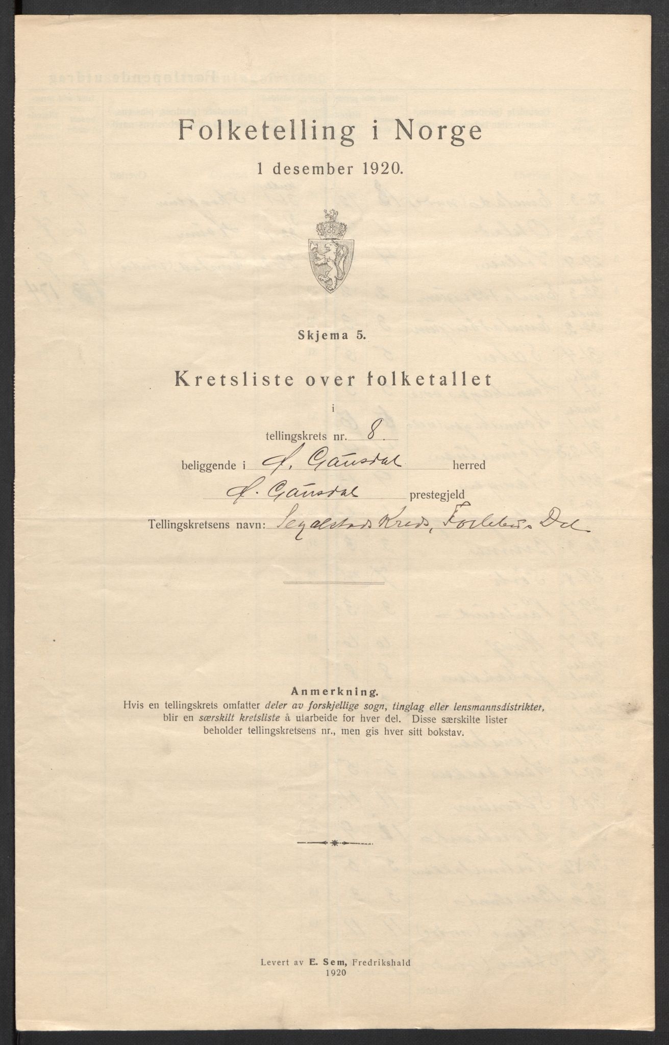 SAH, 1920 census for Østre Gausdal, 1920, p. 29