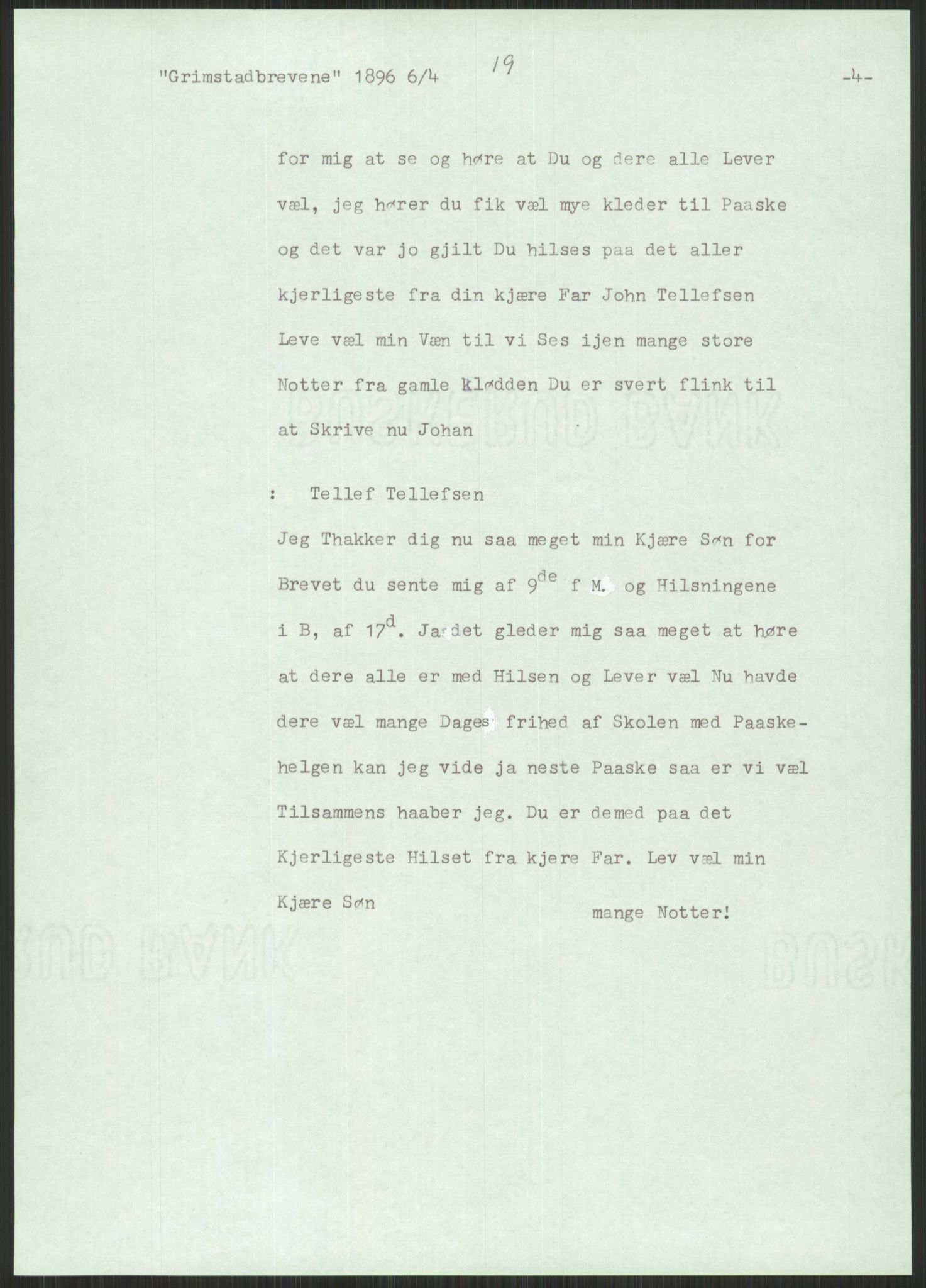 Samlinger til kildeutgivelse, Amerikabrevene, AV/RA-EA-4057/F/L0025: Innlån fra Aust-Agder: Aust-Agder-Arkivet, Grimstadbrevene, 1838-1914, p. 181