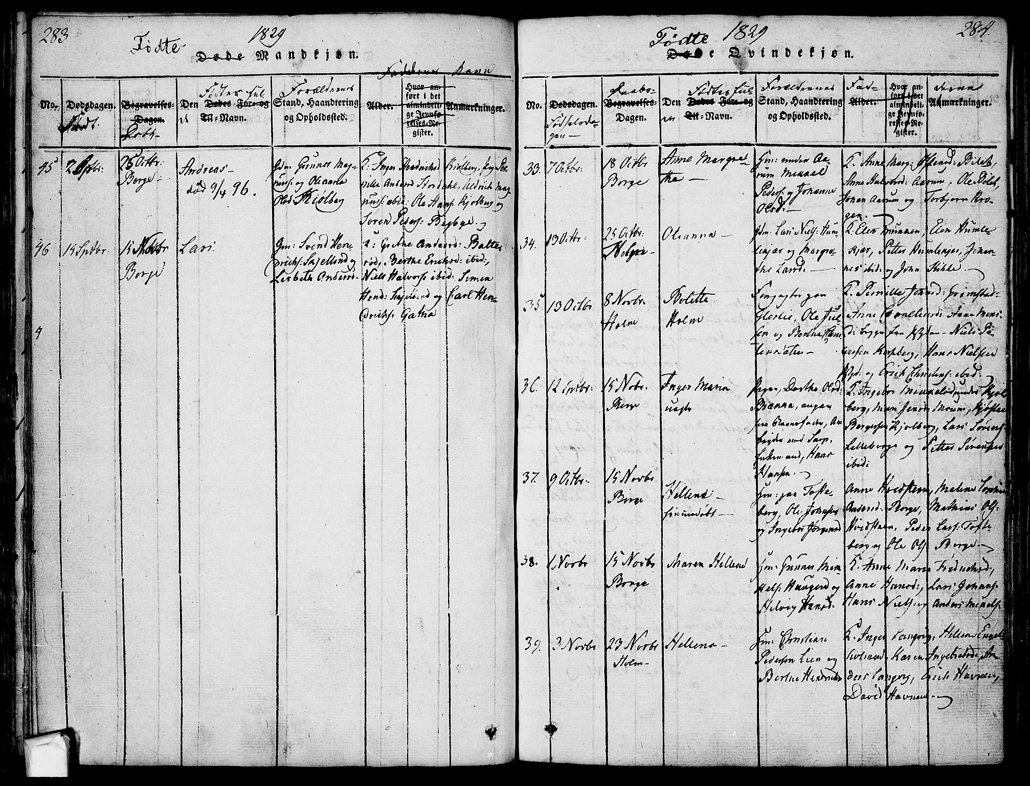 Borge prestekontor Kirkebøker, AV/SAO-A-10903/F/Fa/L0003: Parish register (official) no. I 3, 1815-1836, p. 283-284