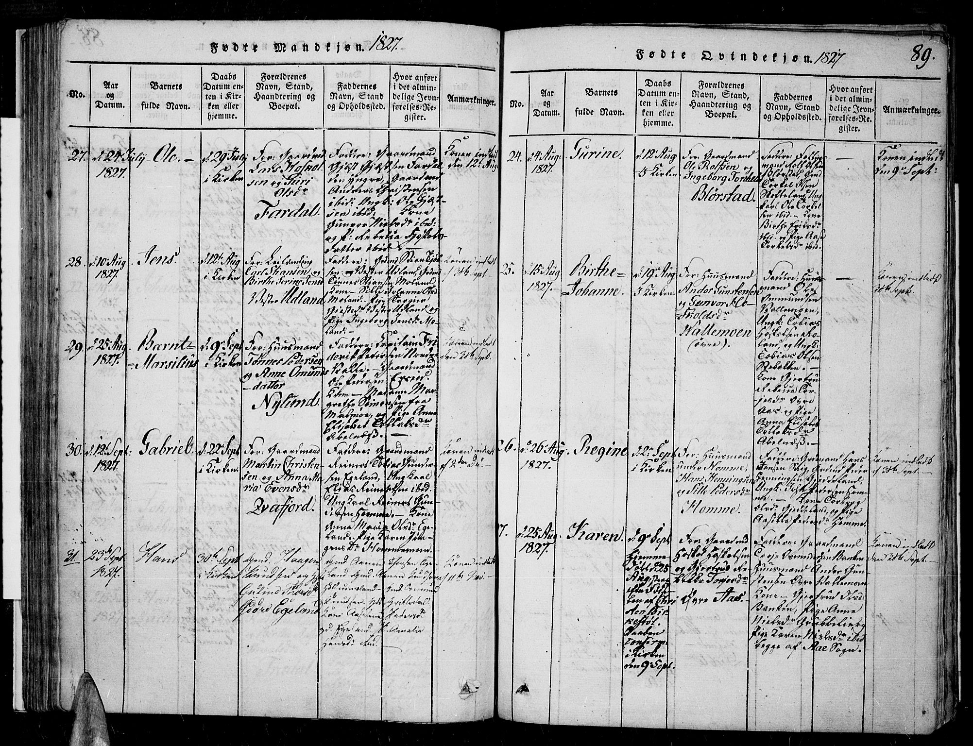 Sør-Audnedal sokneprestkontor, AV/SAK-1111-0039/F/Fa/Fab/L0005: Parish register (official) no. A 5, 1816-1830, p. 89