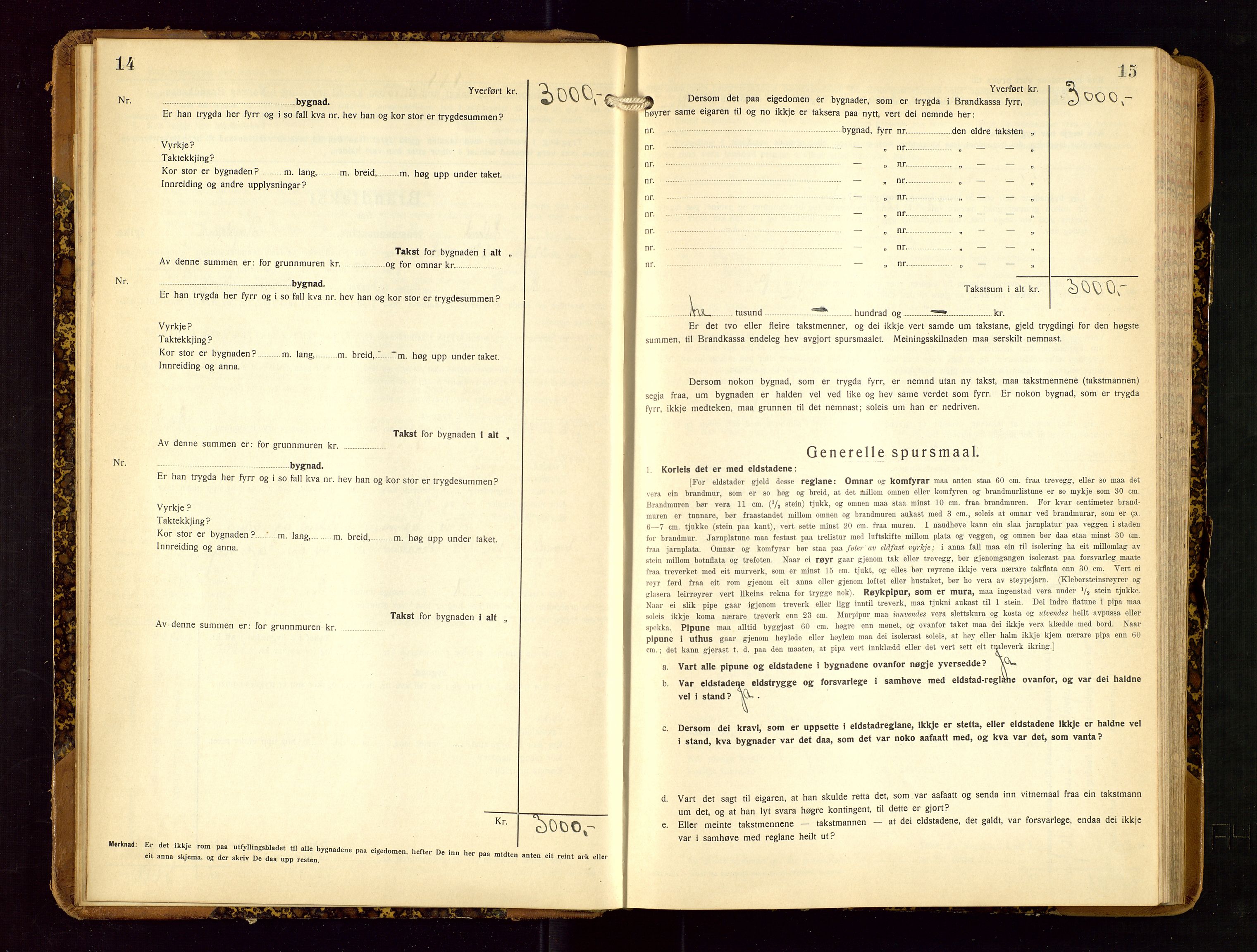 Hetland lensmannskontor, AV/SAST-A-100101/Gob/L0003: "Brandtakstbok", 1932-1934, p. 14-15
