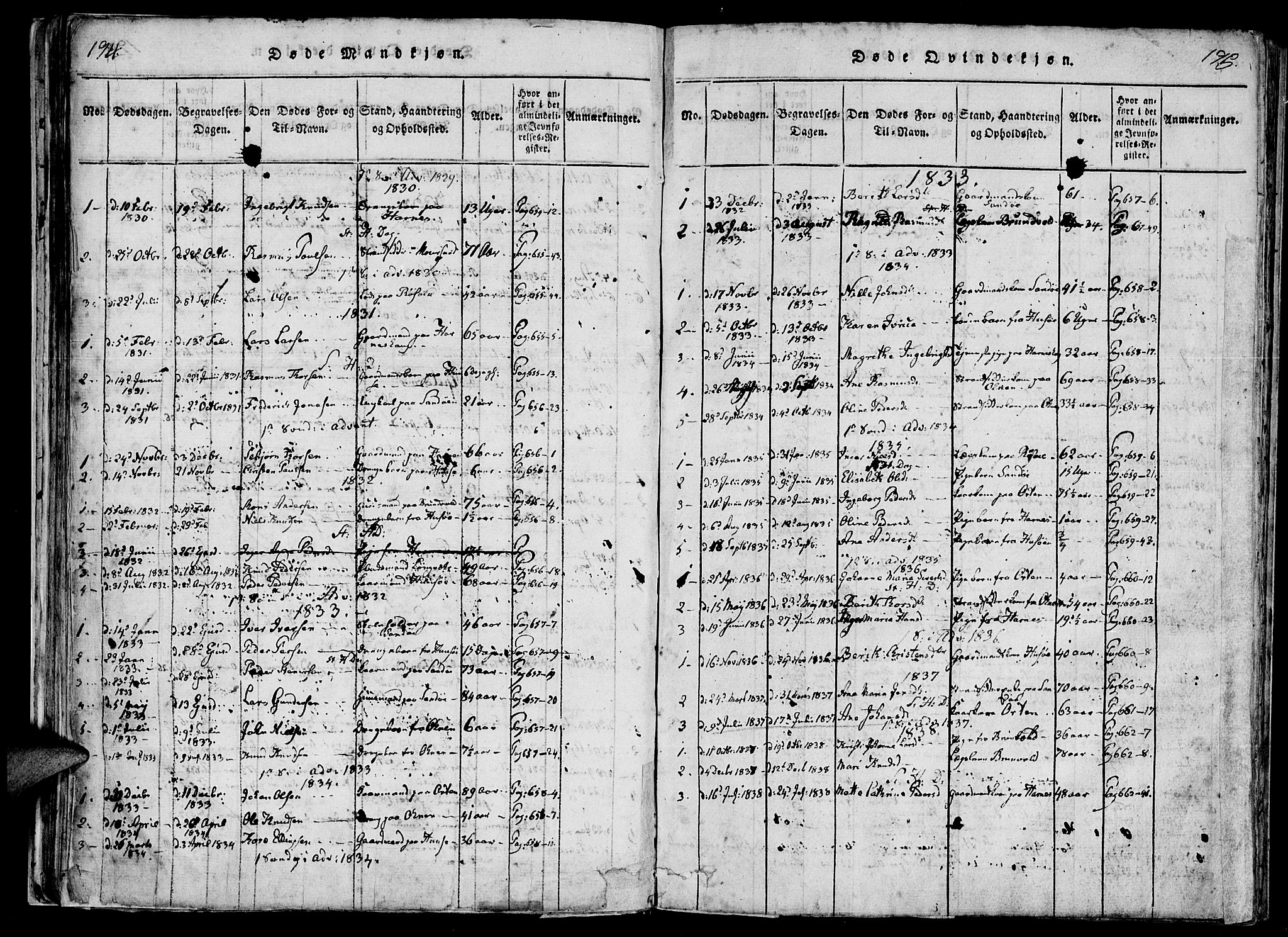 Ministerialprotokoller, klokkerbøker og fødselsregistre - Møre og Romsdal, AV/SAT-A-1454/561/L0727: Parish register (official) no. 561A01, 1817-1858, p. 194-195