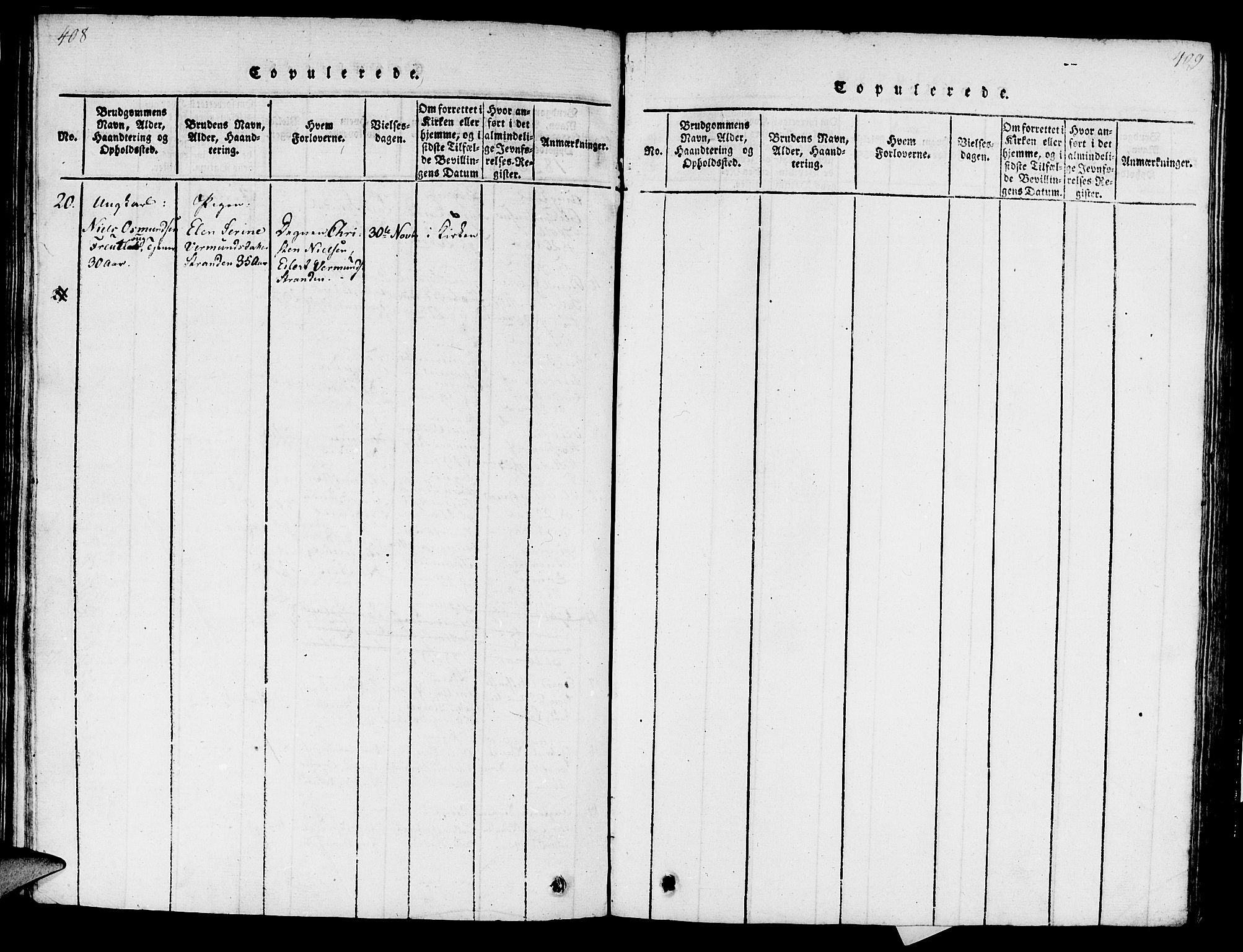 Sokndal sokneprestkontor, SAST/A-101808: Parish register (official) no. A 6, 1815-1826, p. 408-409
