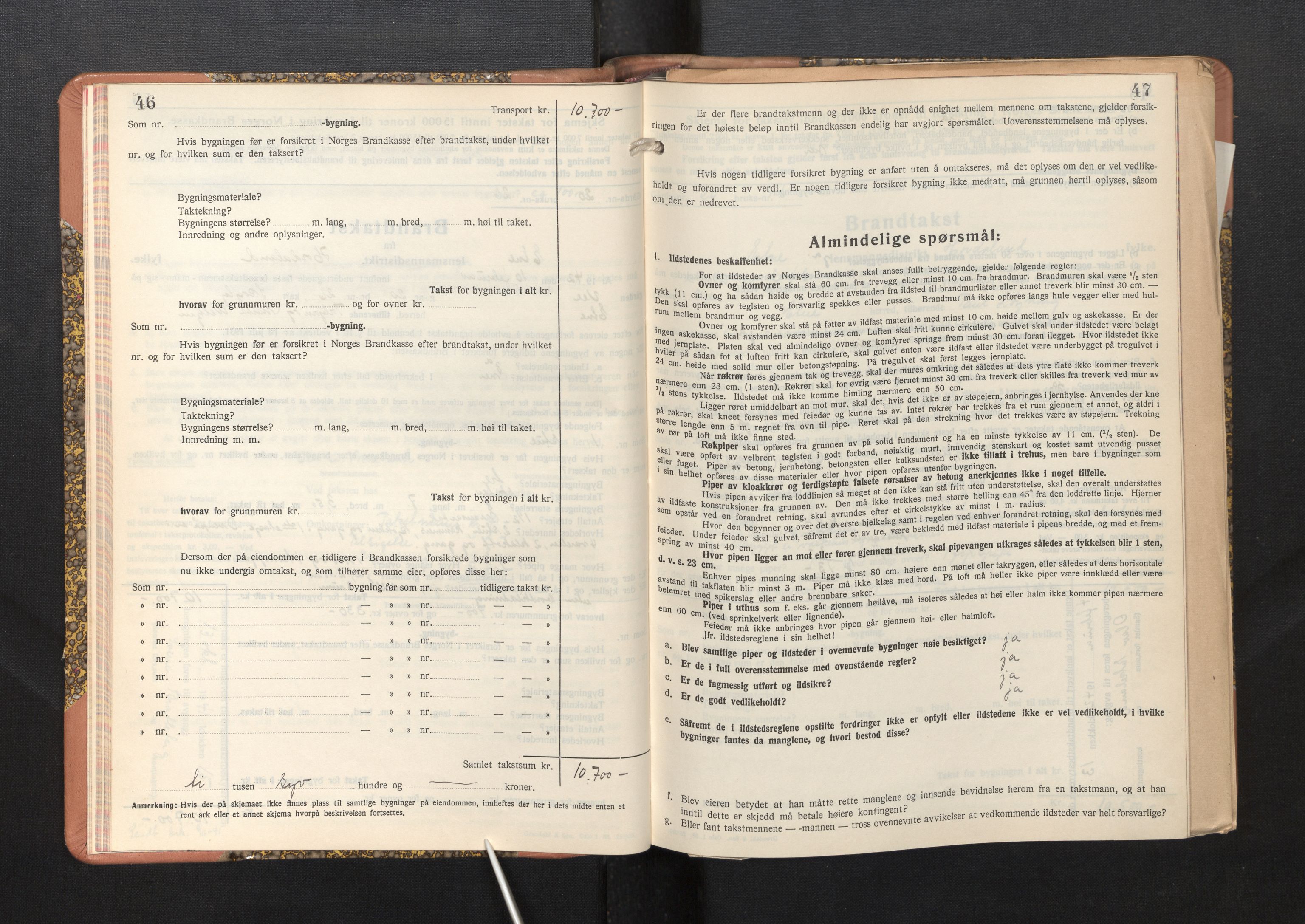 Lensmannen i Etne, AV/SAB-A-31601/0012/L0002: Branntakstprotokoll, skjematakst, 1939-1948, p. 46-47