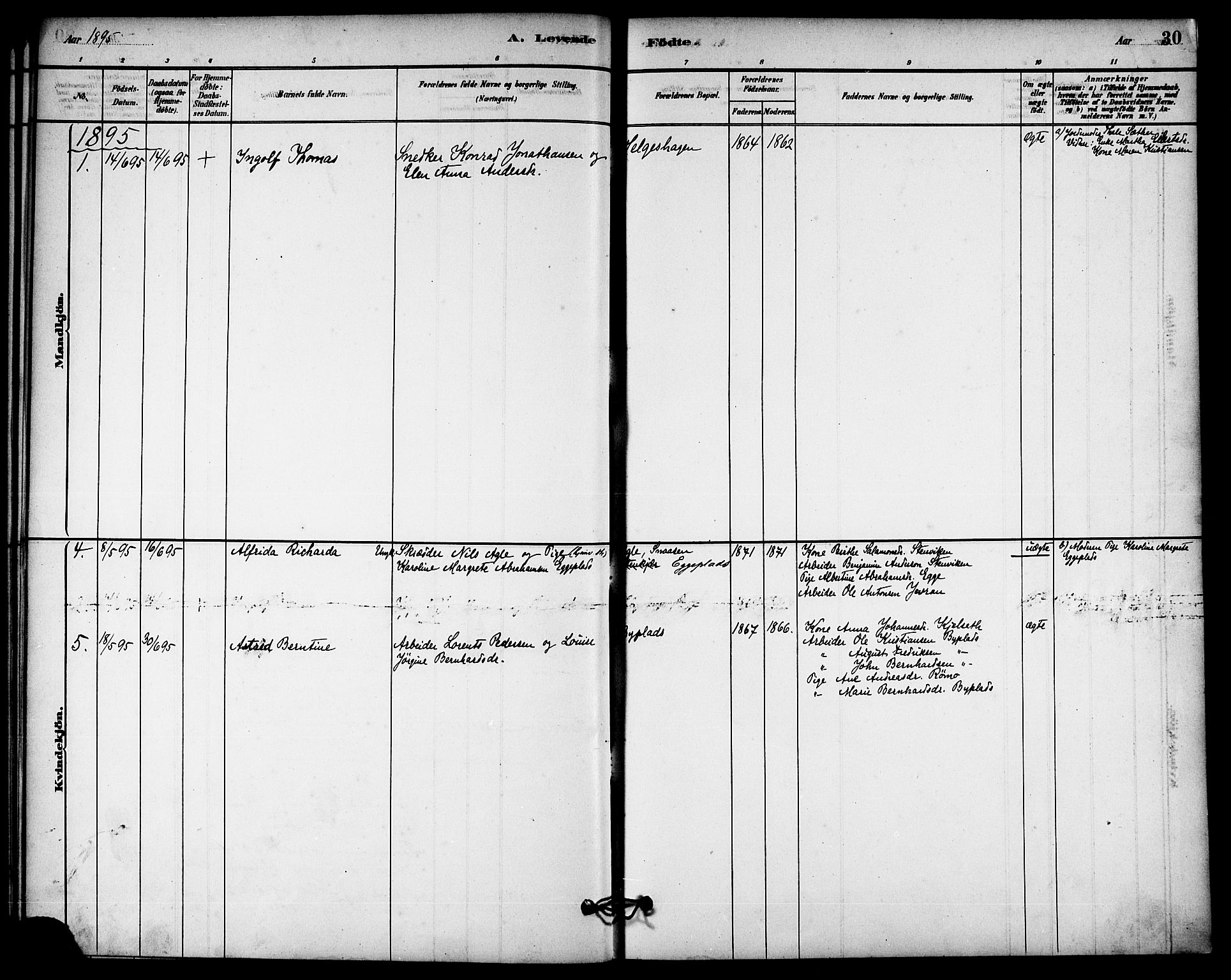 Ministerialprotokoller, klokkerbøker og fødselsregistre - Nord-Trøndelag, SAT/A-1458/740/L0378: Parish register (official) no. 740A01, 1881-1895, p. 30