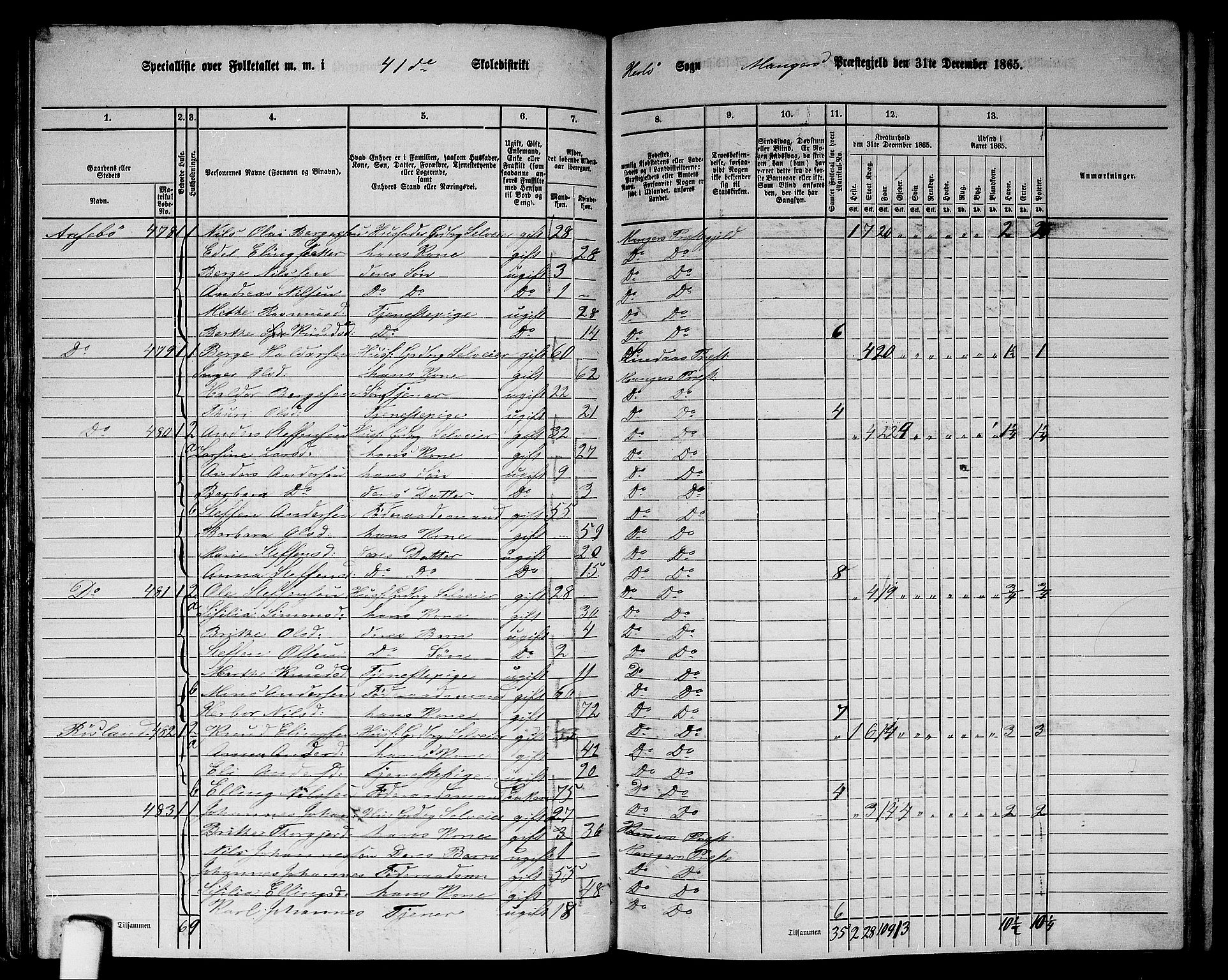 RA, 1865 census for Manger, 1865, p. 128