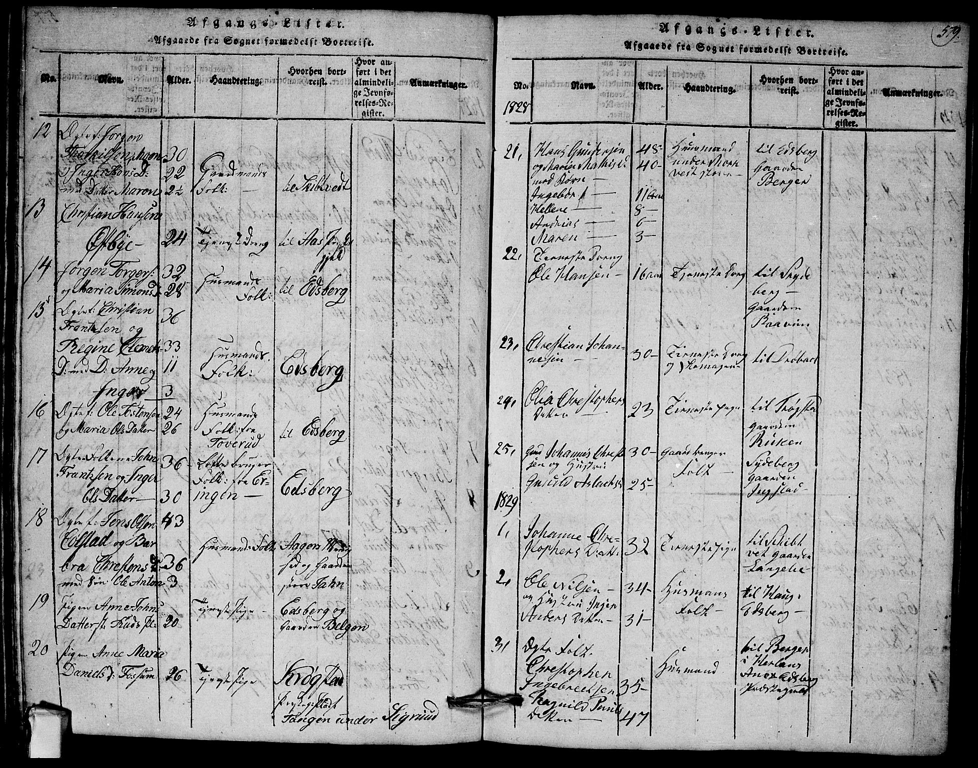 Askim prestekontor Kirkebøker, SAO/A-10900/G/Ga/L0001: Parish register (copy) no. 1, 1817-1846, p. 578-579