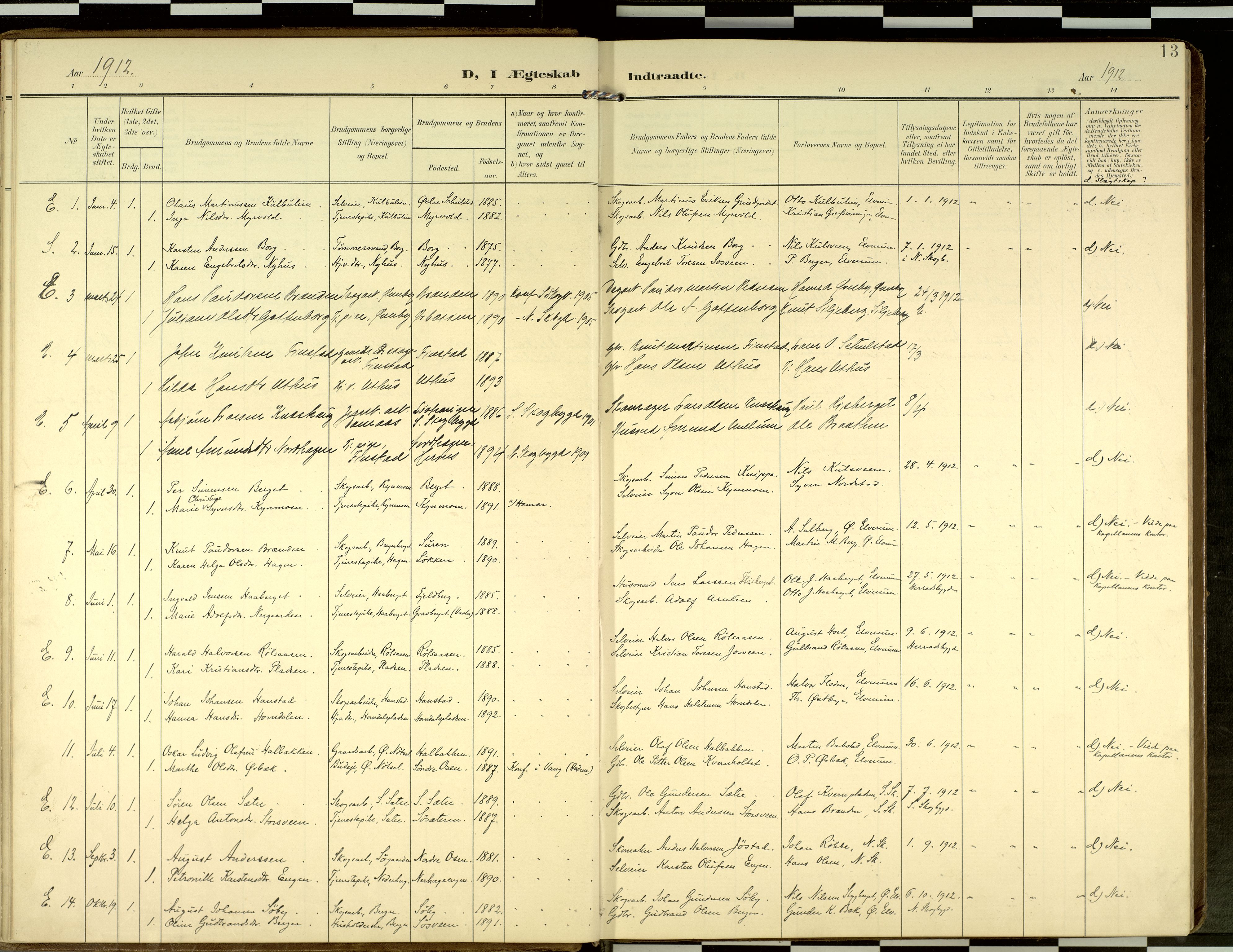 Elverum prestekontor, AV/SAH-PREST-044/H/Ha/Haa/L0019: Parish register (official) no. 19, 1903-1926, p. 13